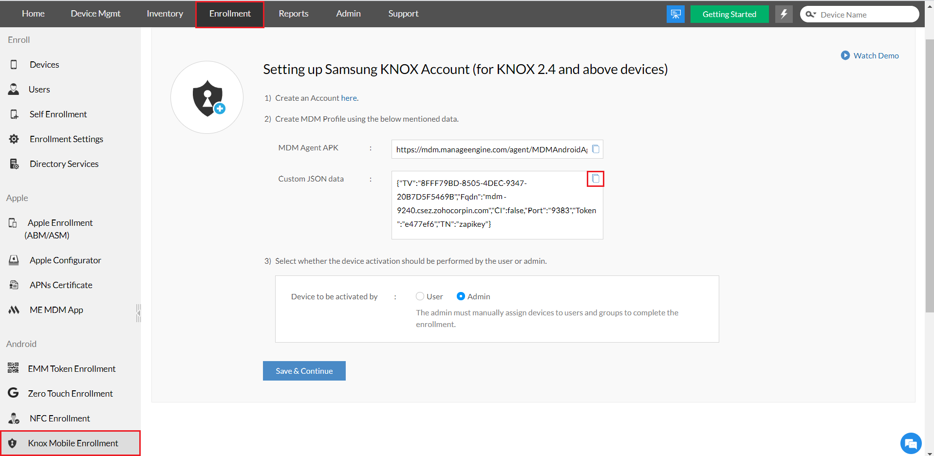 How to migrate Android devices between the different deployment modes of Mobile Device Manager Plus? illustration 4
