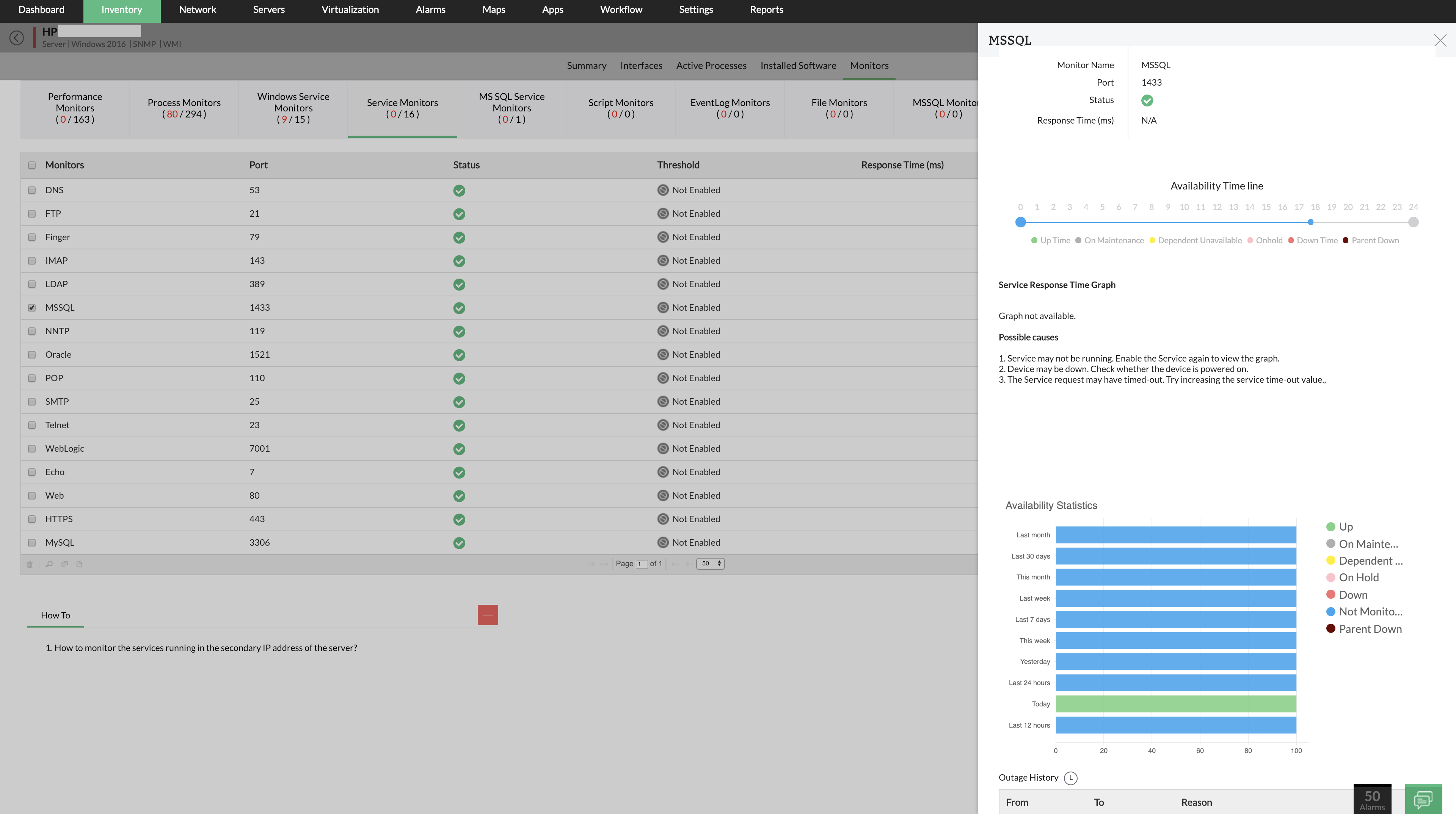 Windows network monitoring tool Windows service monitoring - ManageEngine OpManager
