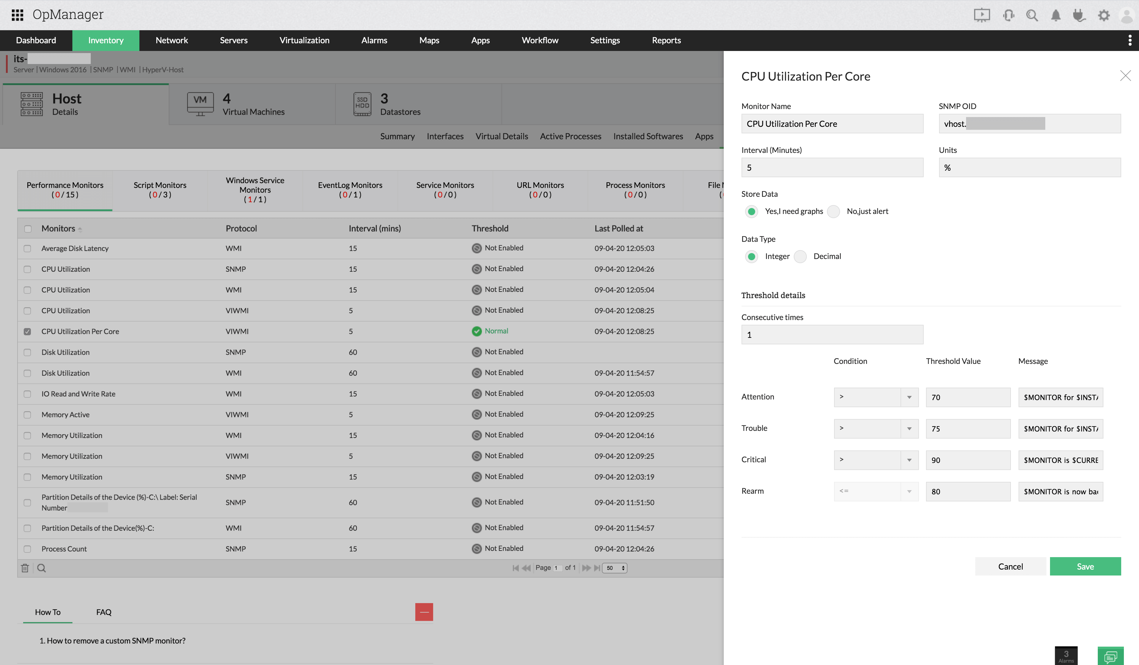 Hyper-V monitor Hyper-V fault management