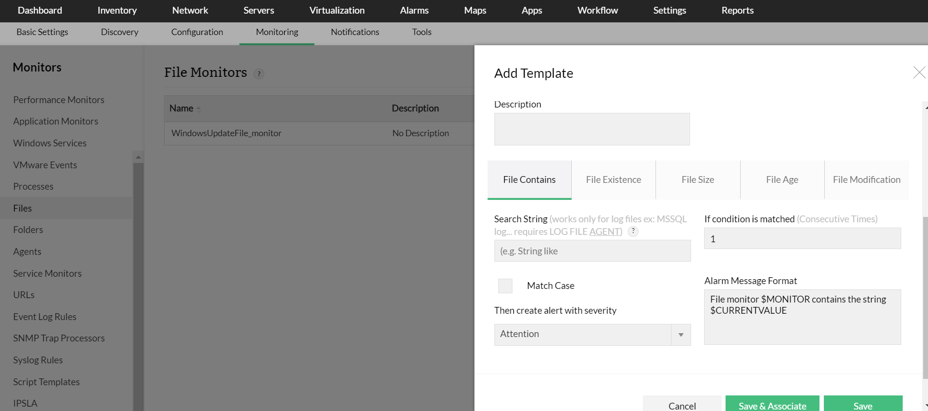 WMI Monitoring in OpManager: Log File Monitoring