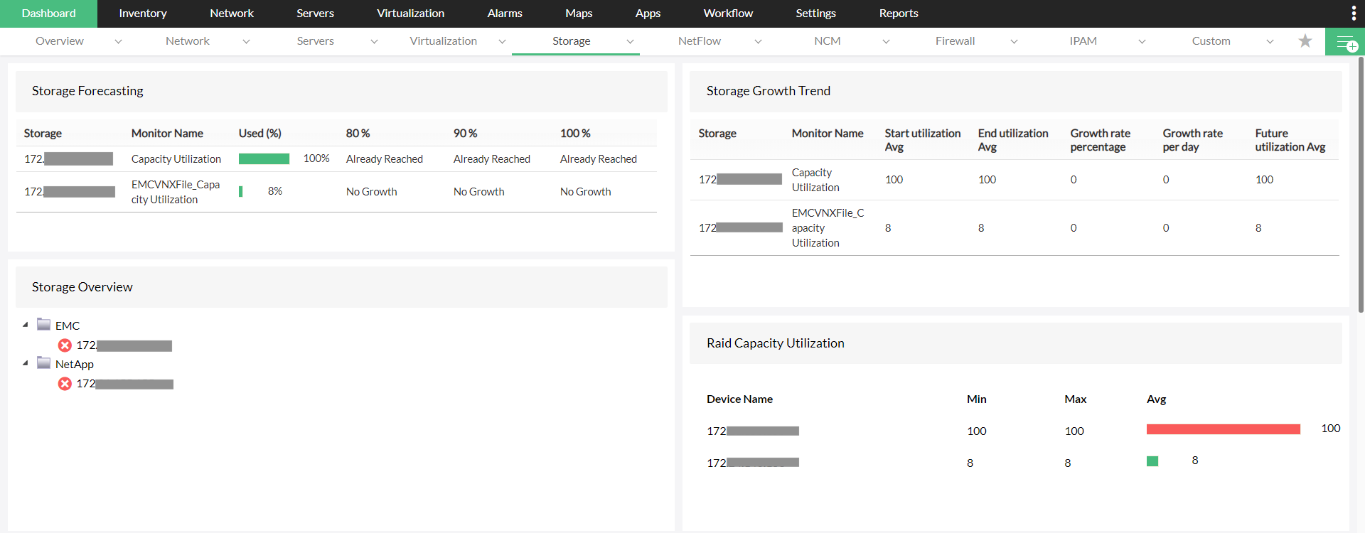 Server Storage Capacity Server Management System - ManageEngine OpManager