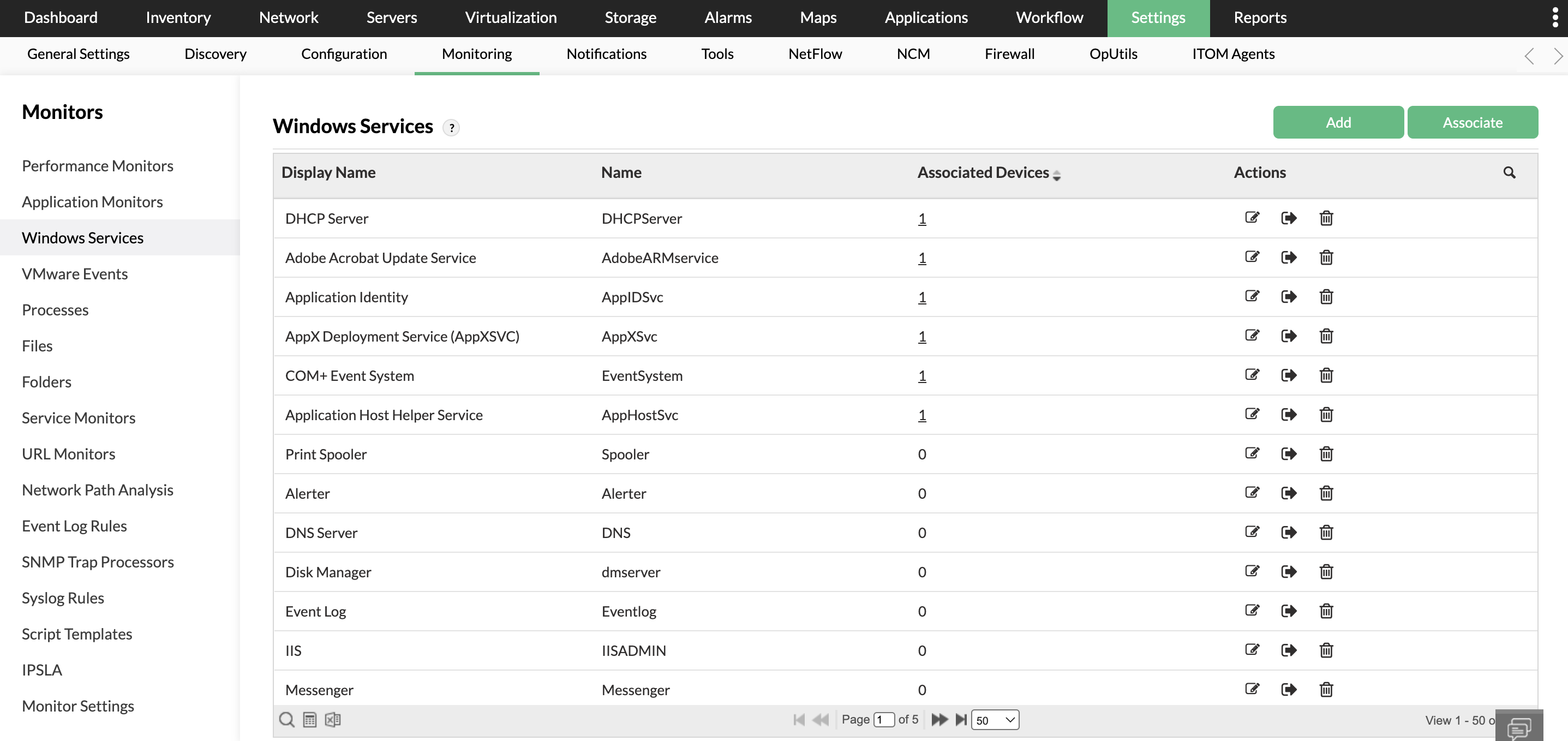 Monitor Windows services  - ManageEngine OpManager