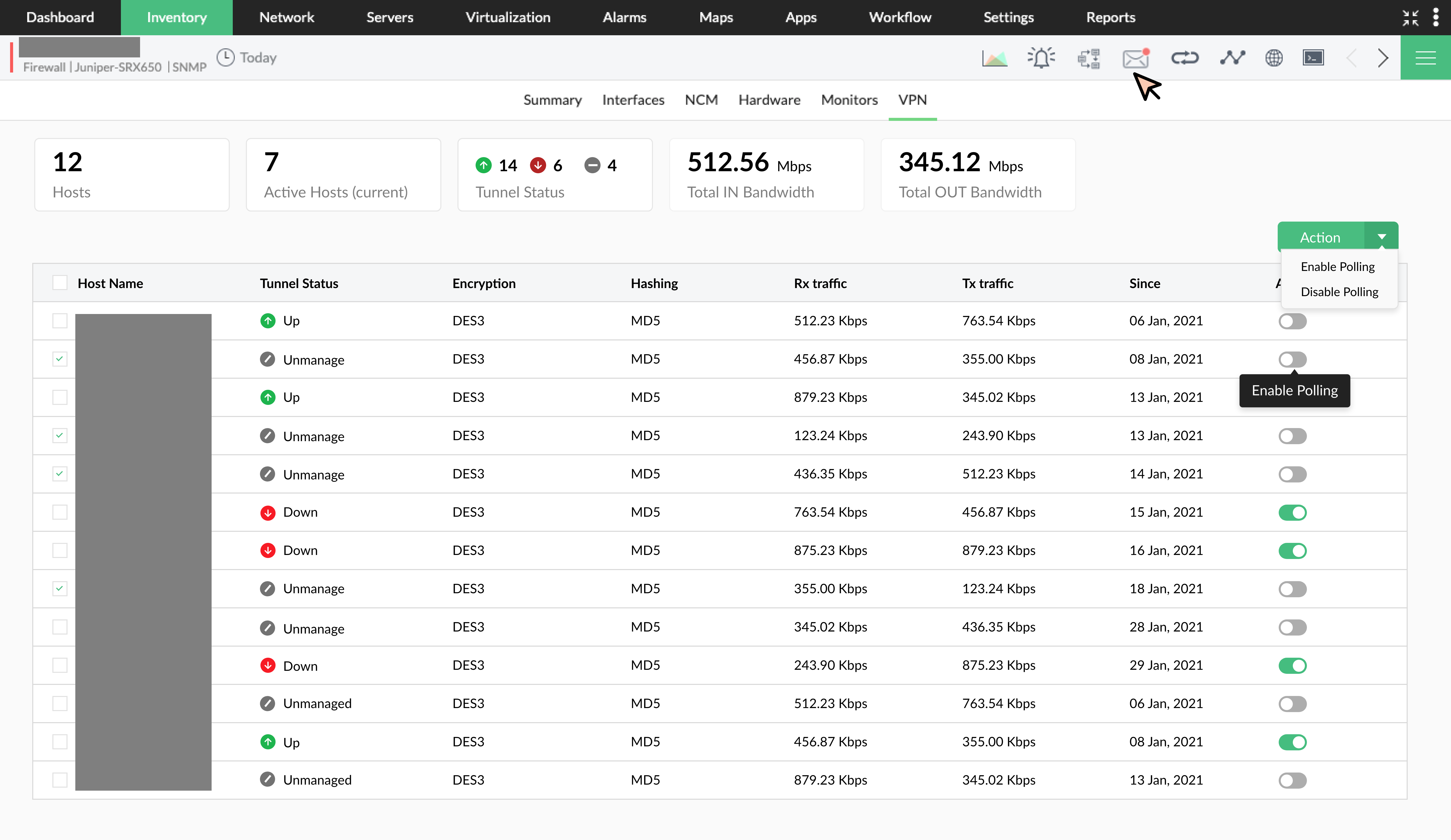 VPN Monitoring Tool: VPN Summary