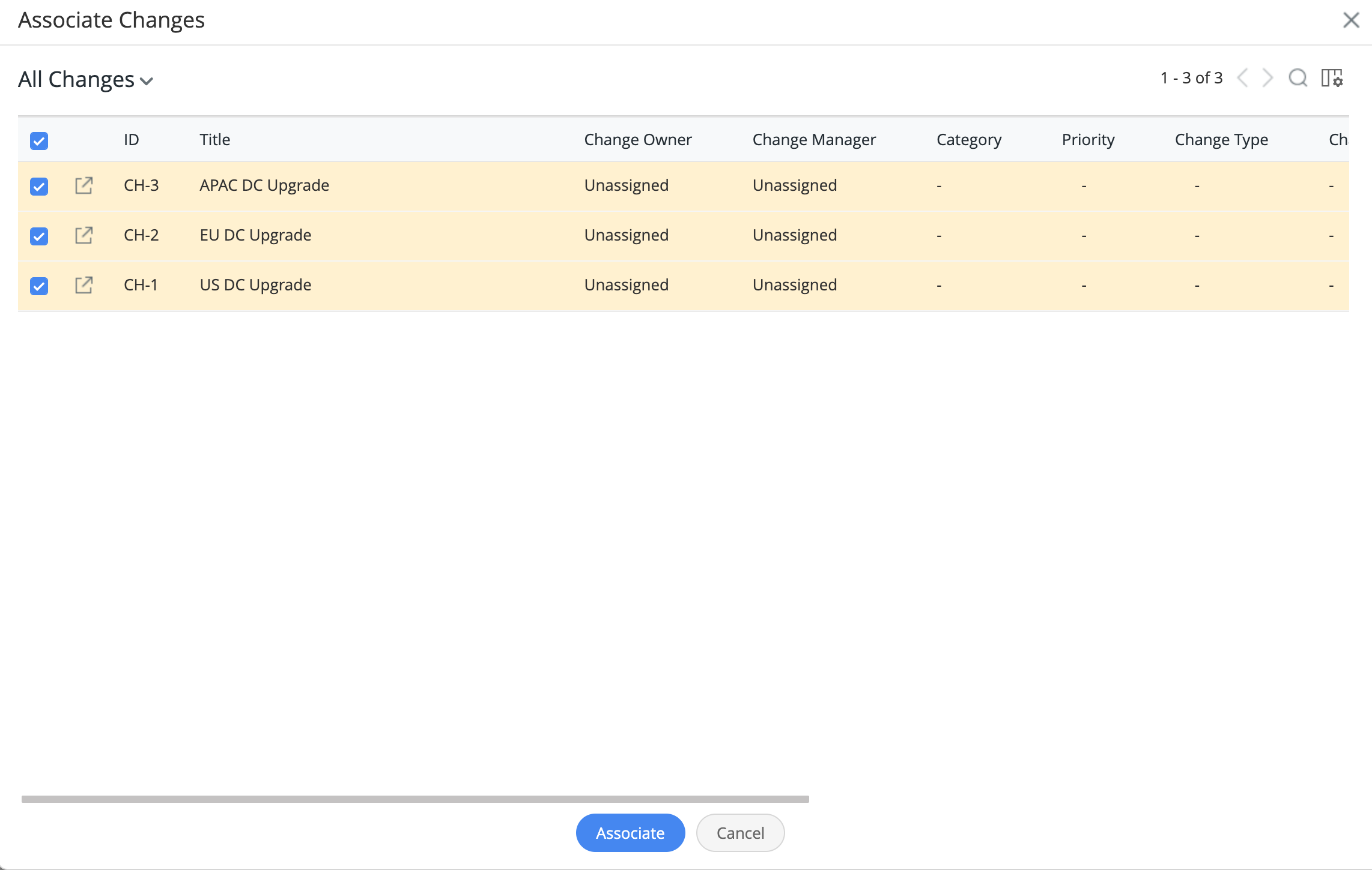 Support for Associating Multiple Changes with Requests