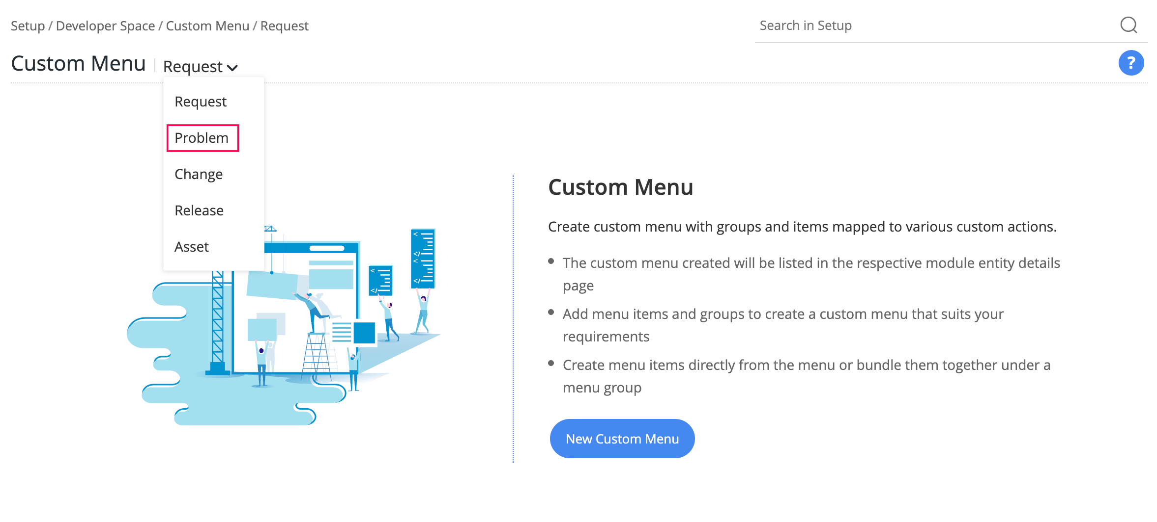Custom Menu for Problems