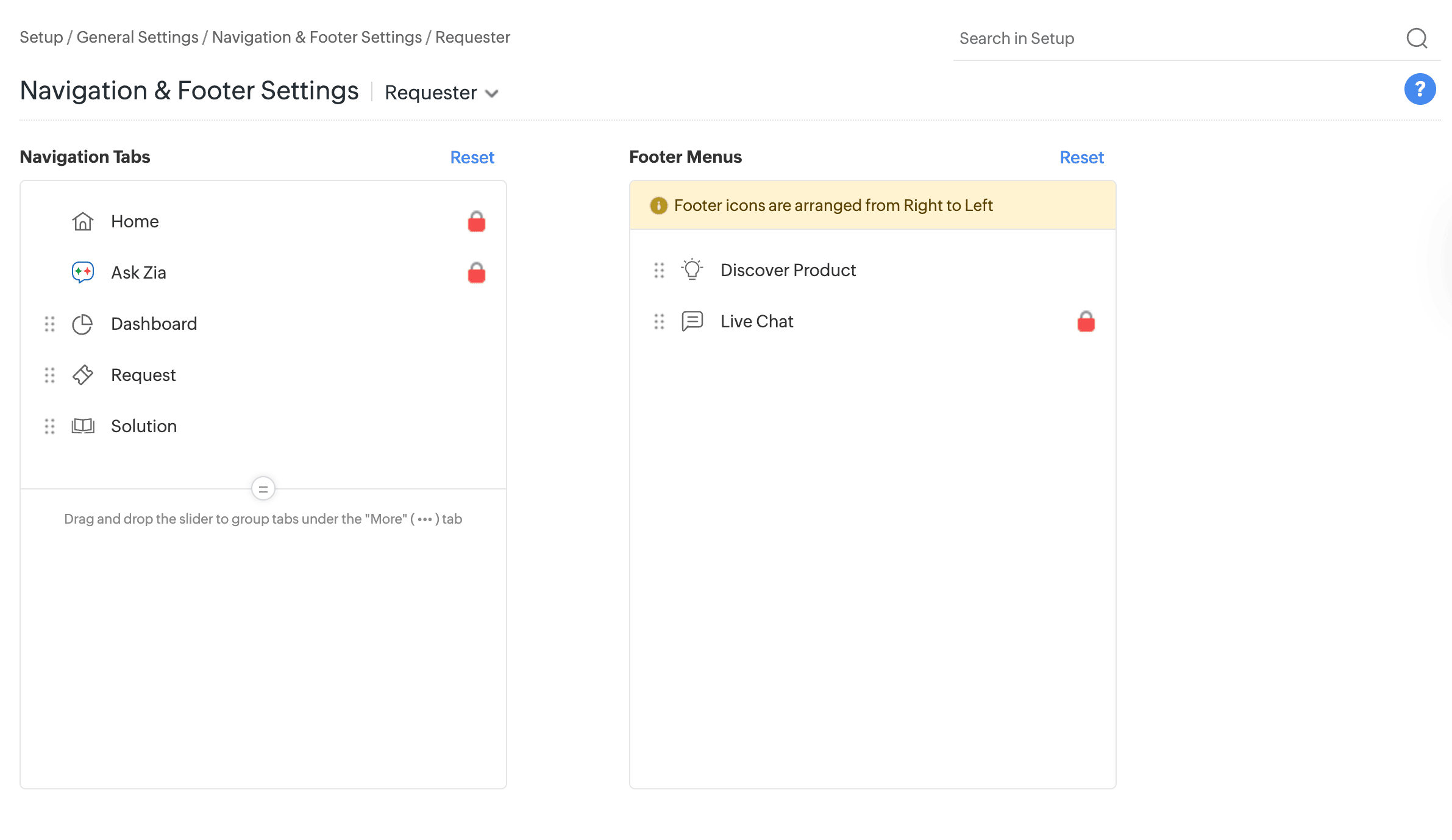 Set Ask Zia as Default Landing Page for Requesters