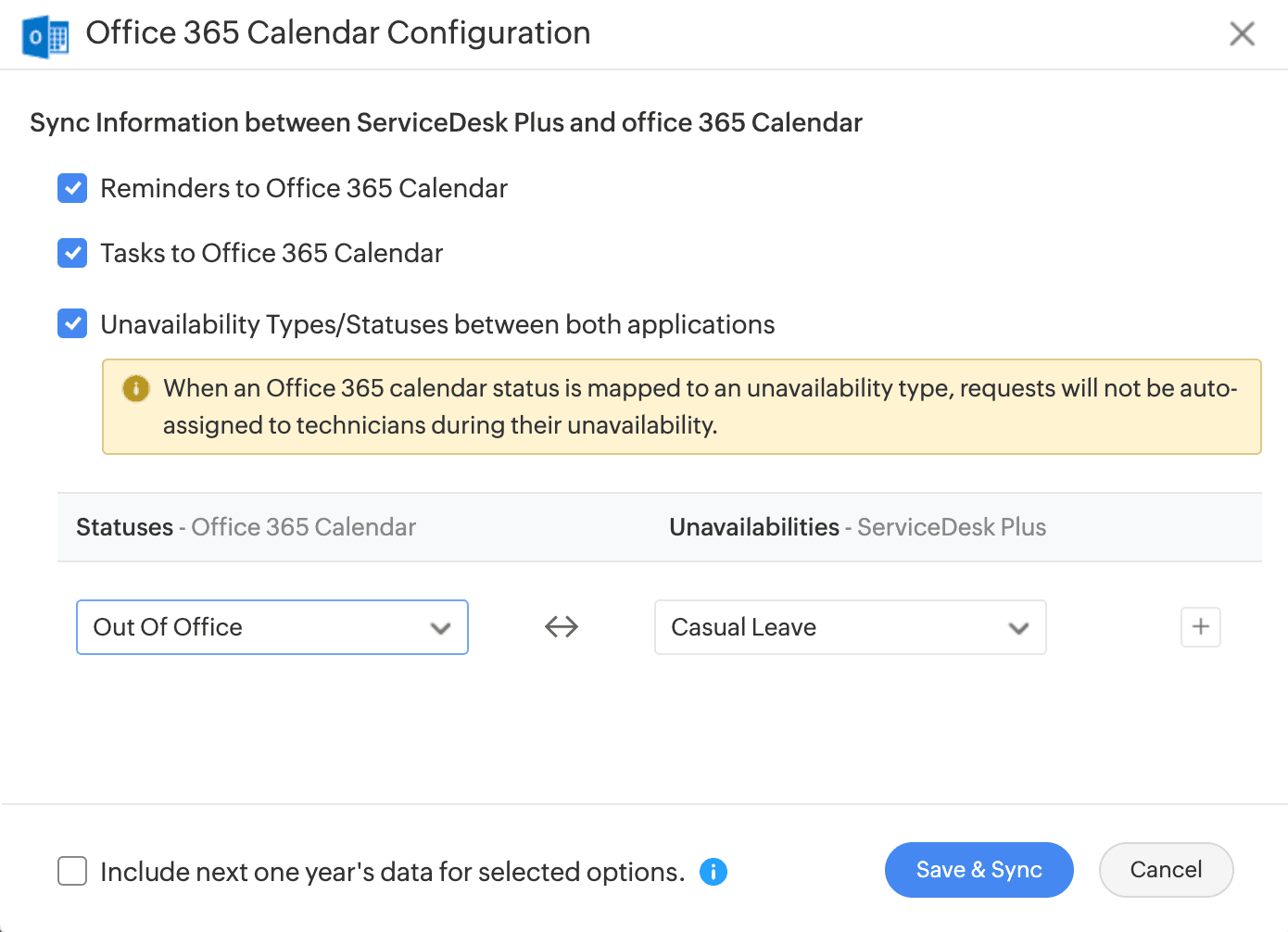 Sync Tasks to Office 365 Calendar