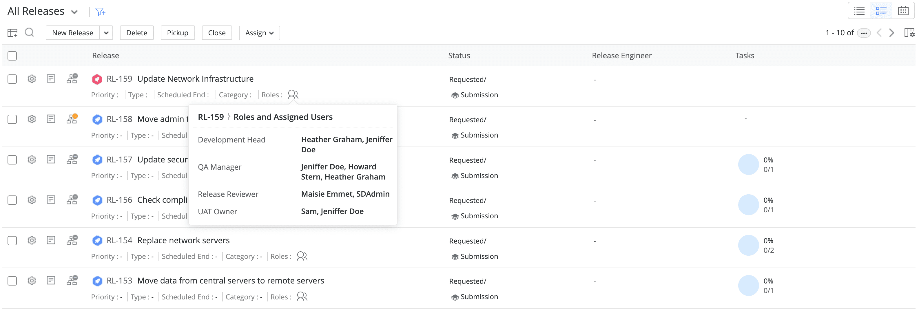 Release Roles and Users