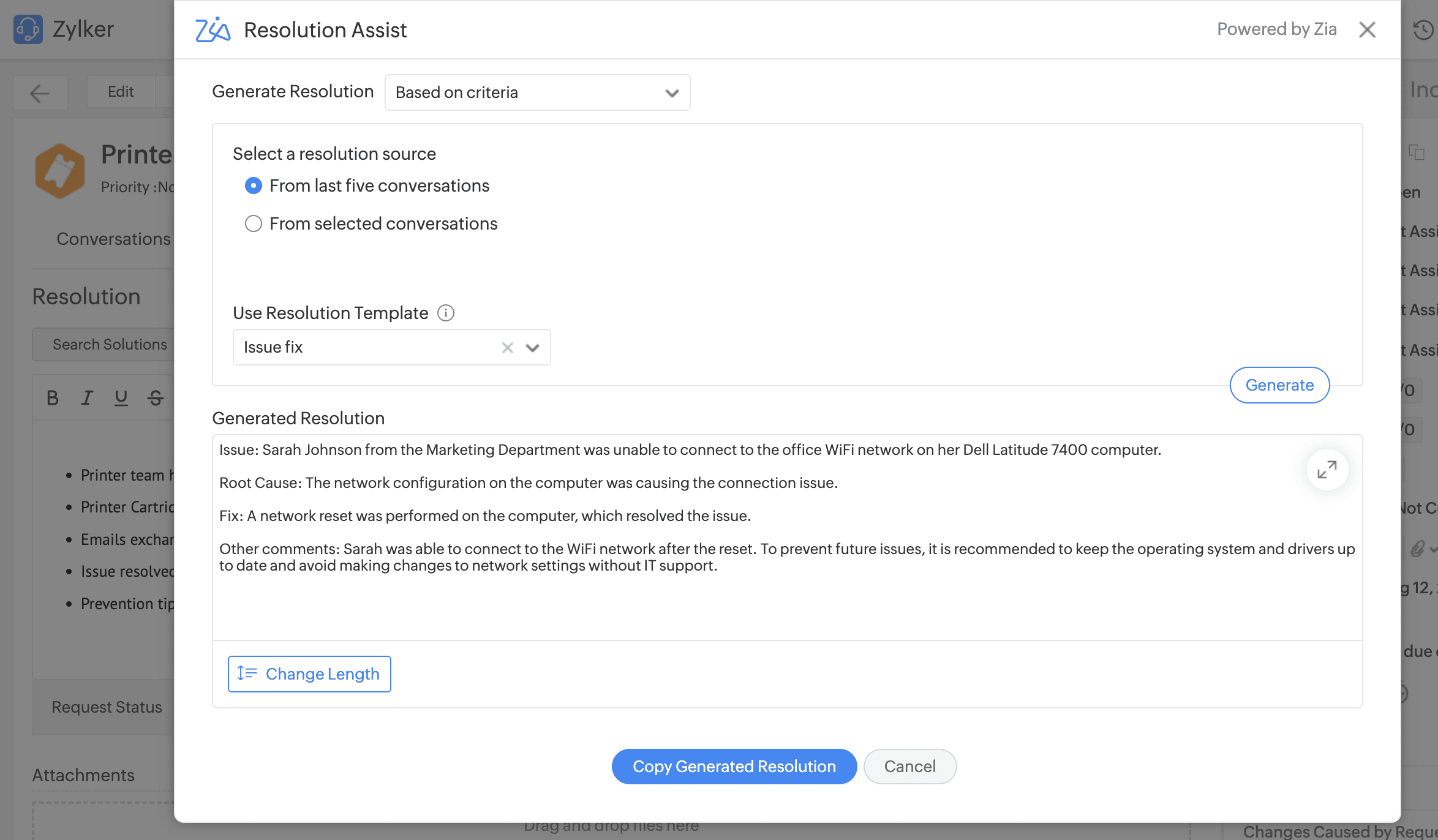 Generate Resolutions Using GenAI