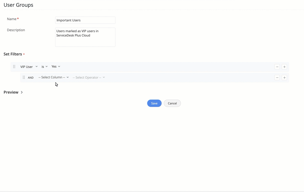 Site filter - List view