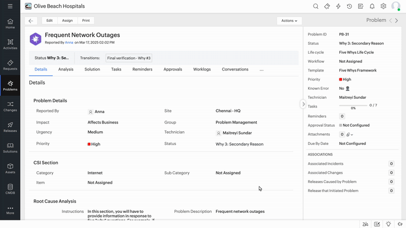 Problem tickets & incident association