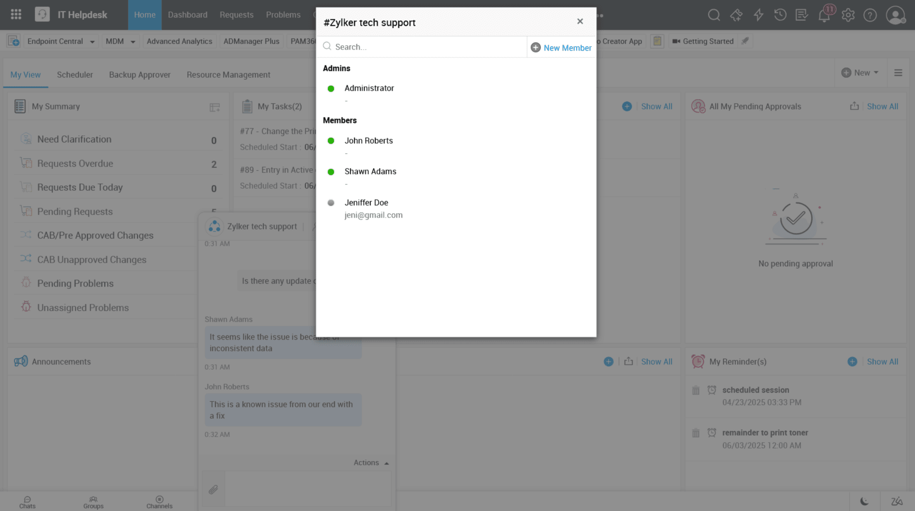 Live chat group for IT support
