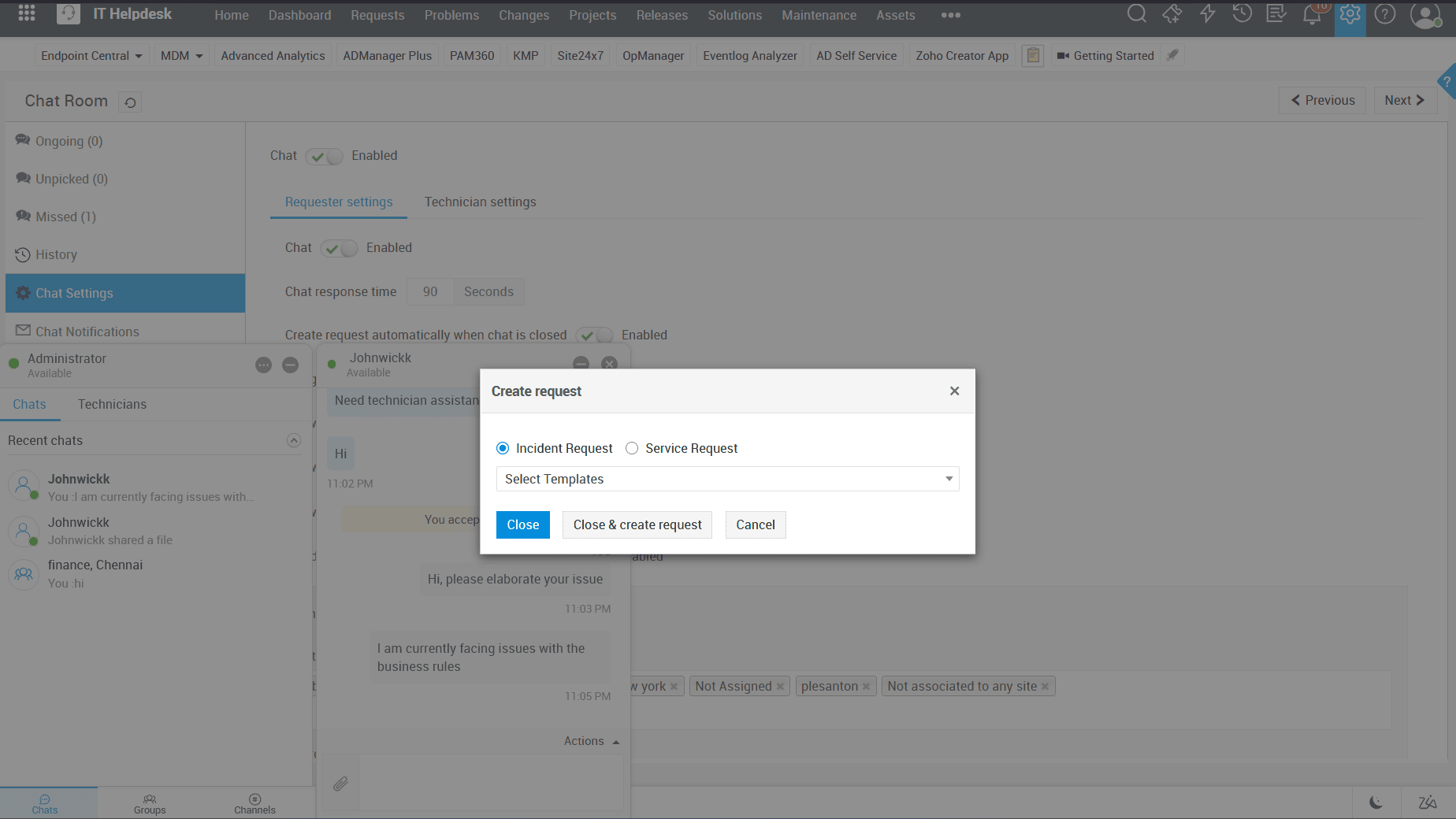 Live chat ticketing system