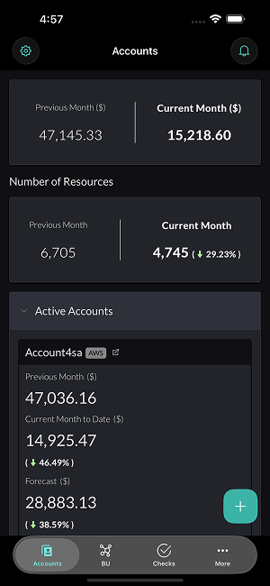 Accounts tab