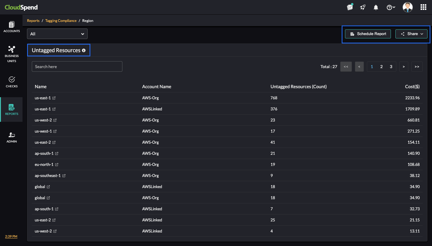 Untagged resources list