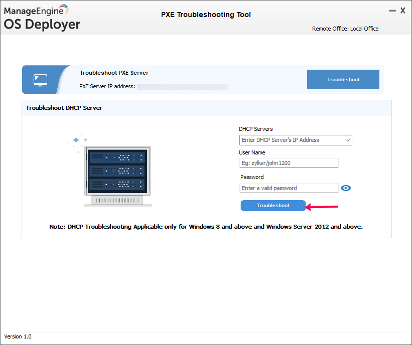 Login details screen