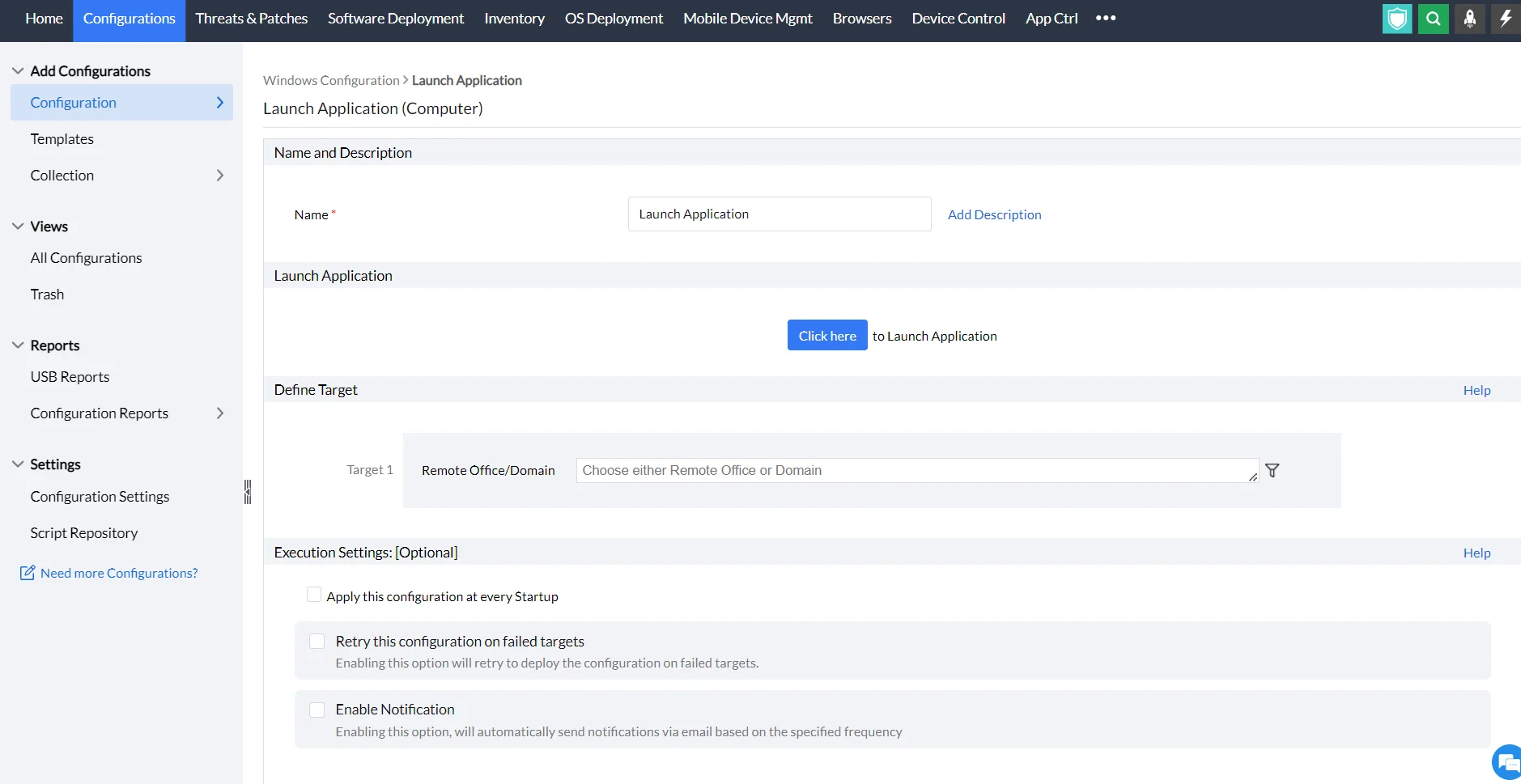 launching an application in endpoint central launching an application in endpoint central