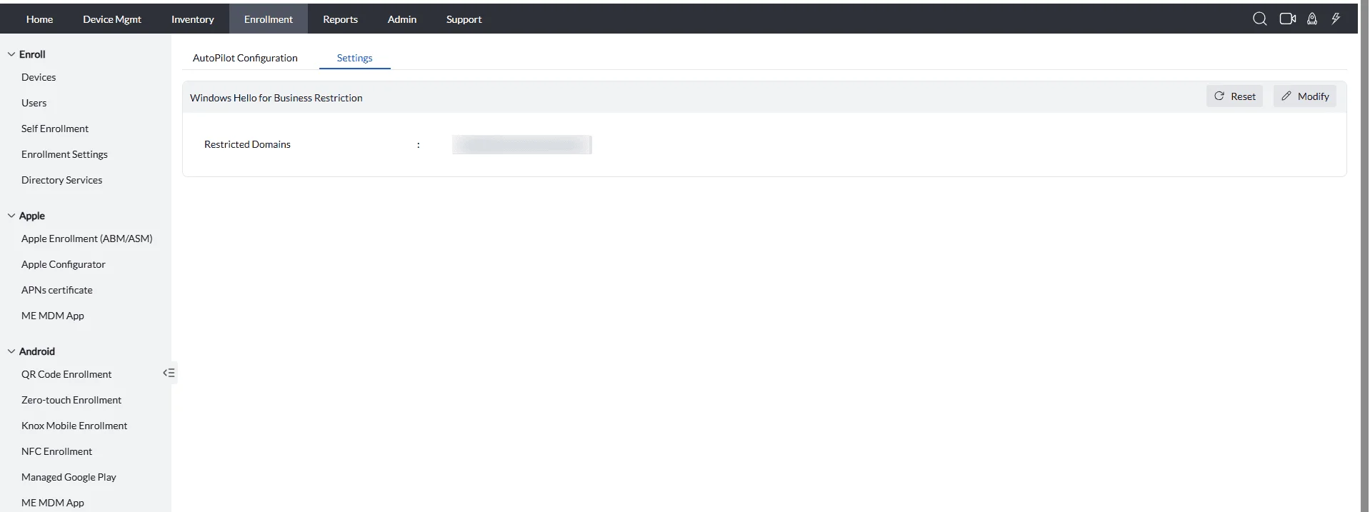 Windows Hello for Business Restriction