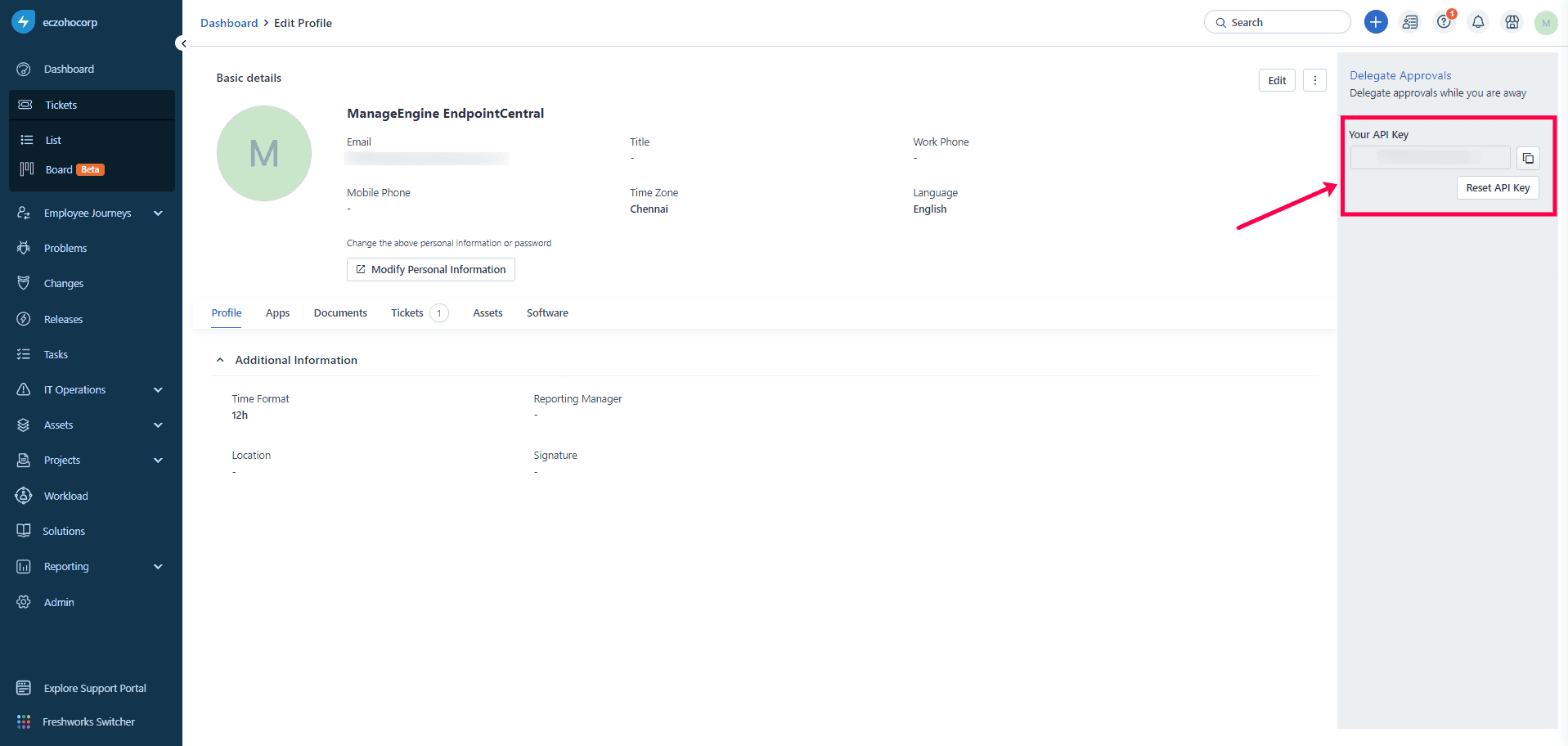 Enter Endpoint Central credentials in Freshservice