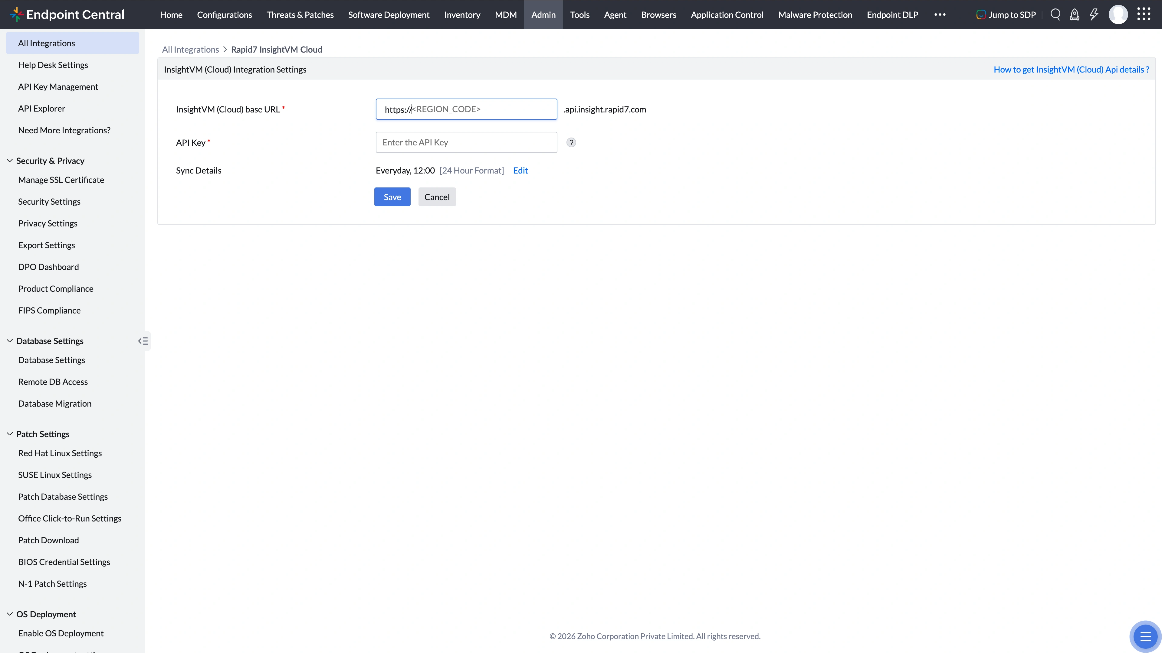 Rapid7 InsightVM Instance details Rapid7 InsightVM Instance details