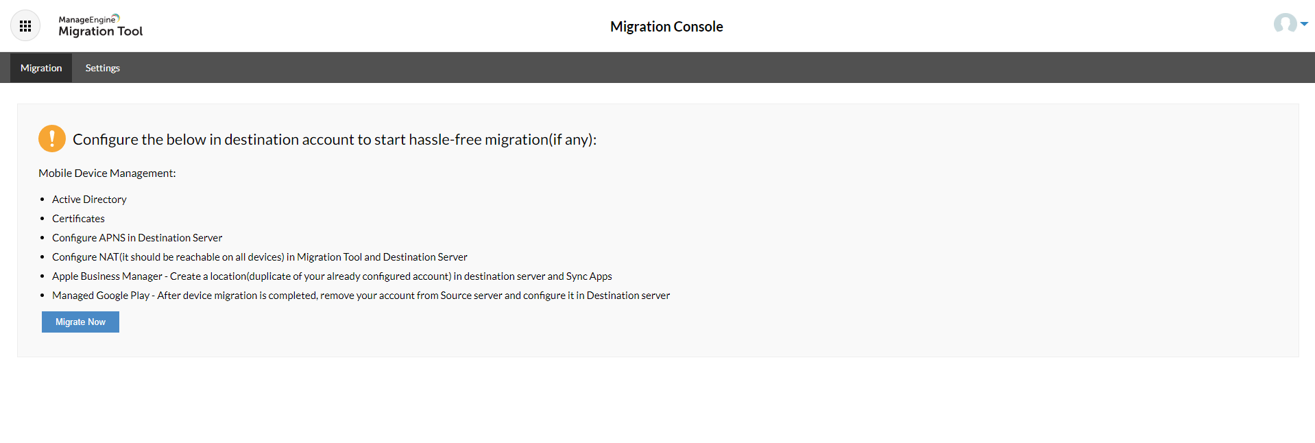 Migration Tool - Confirmation Page