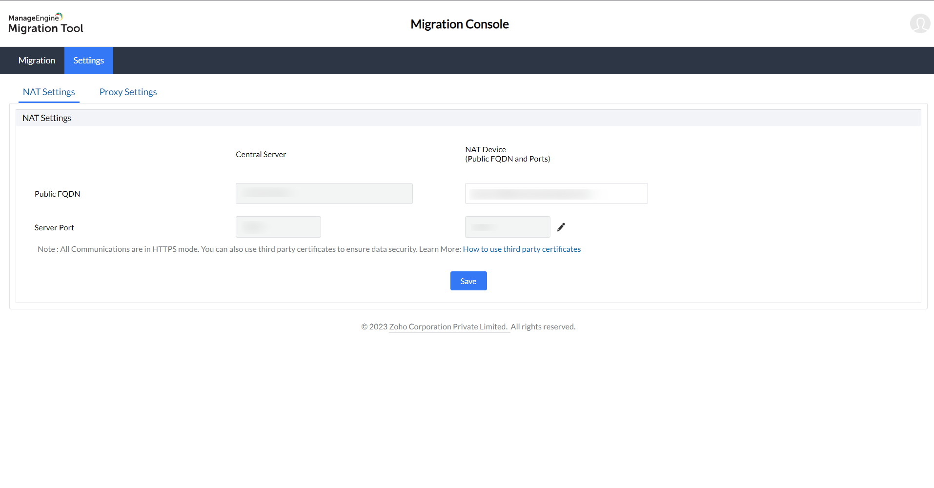 Migration Tool - NAT Settings