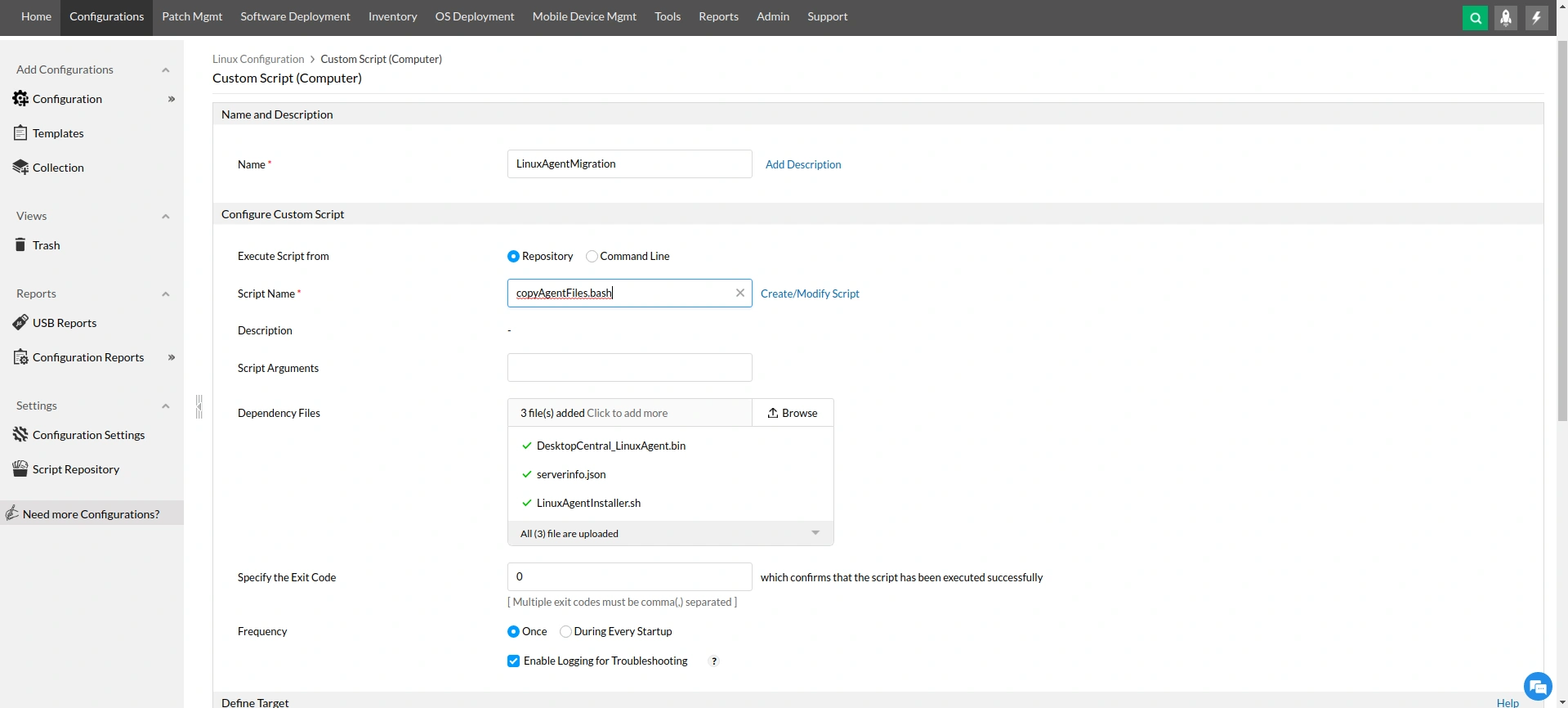 Linux custom script Linux custom script