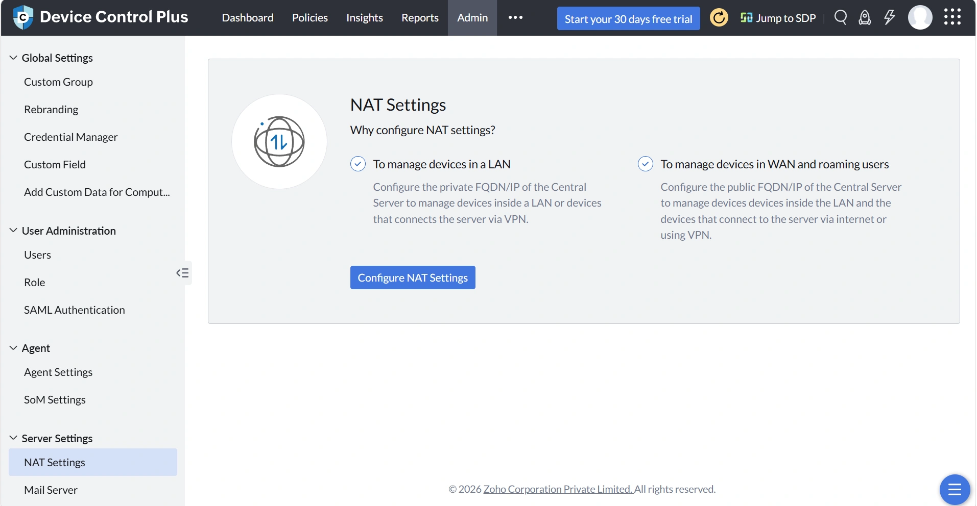 Endpoint Central Secure Gateway Server NAT Settings Endpoint Central Secure Gateway Server NAT Settings