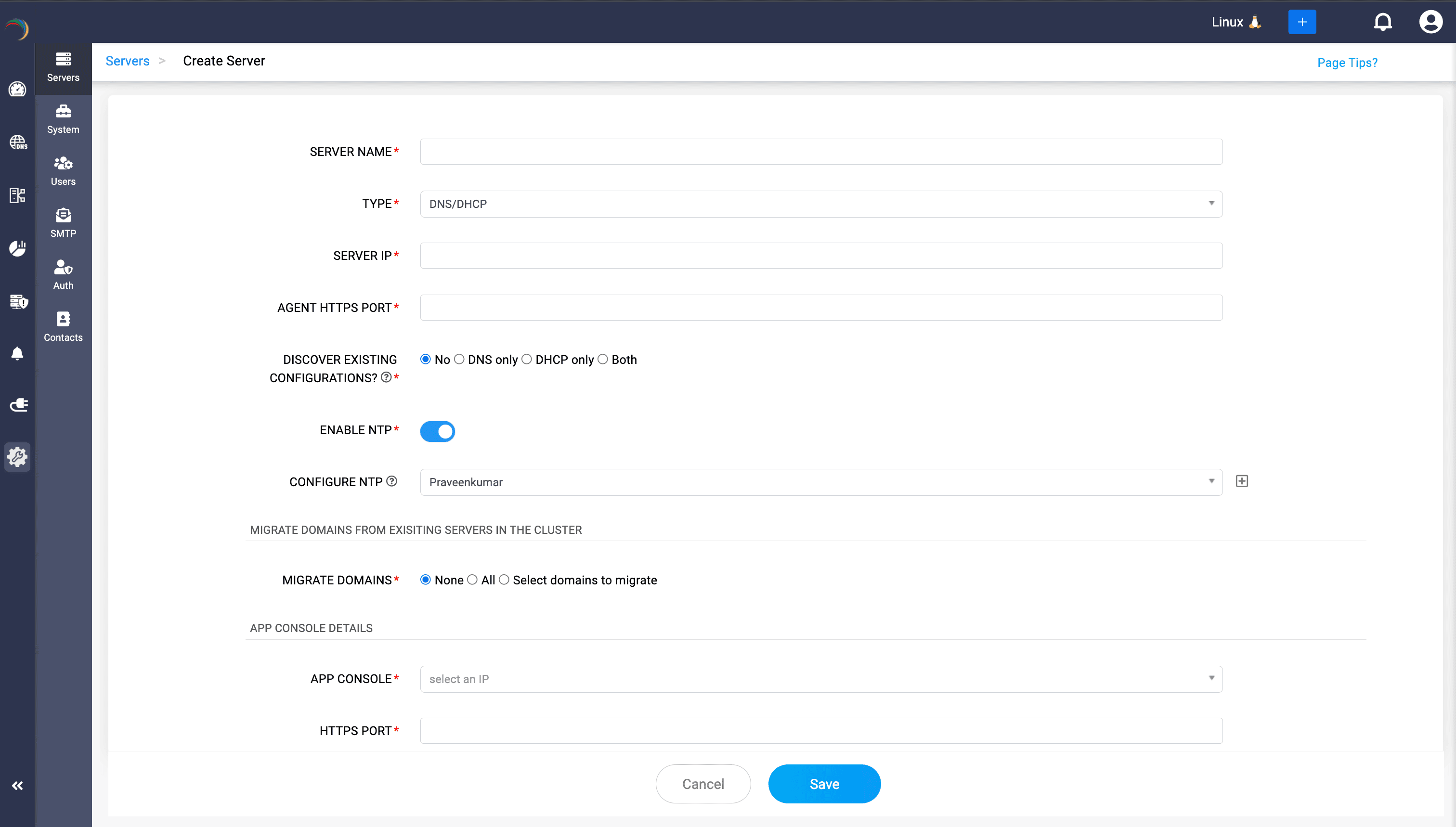 Enable NTp Synchronization for an already onboarded DNS or DHCP Server