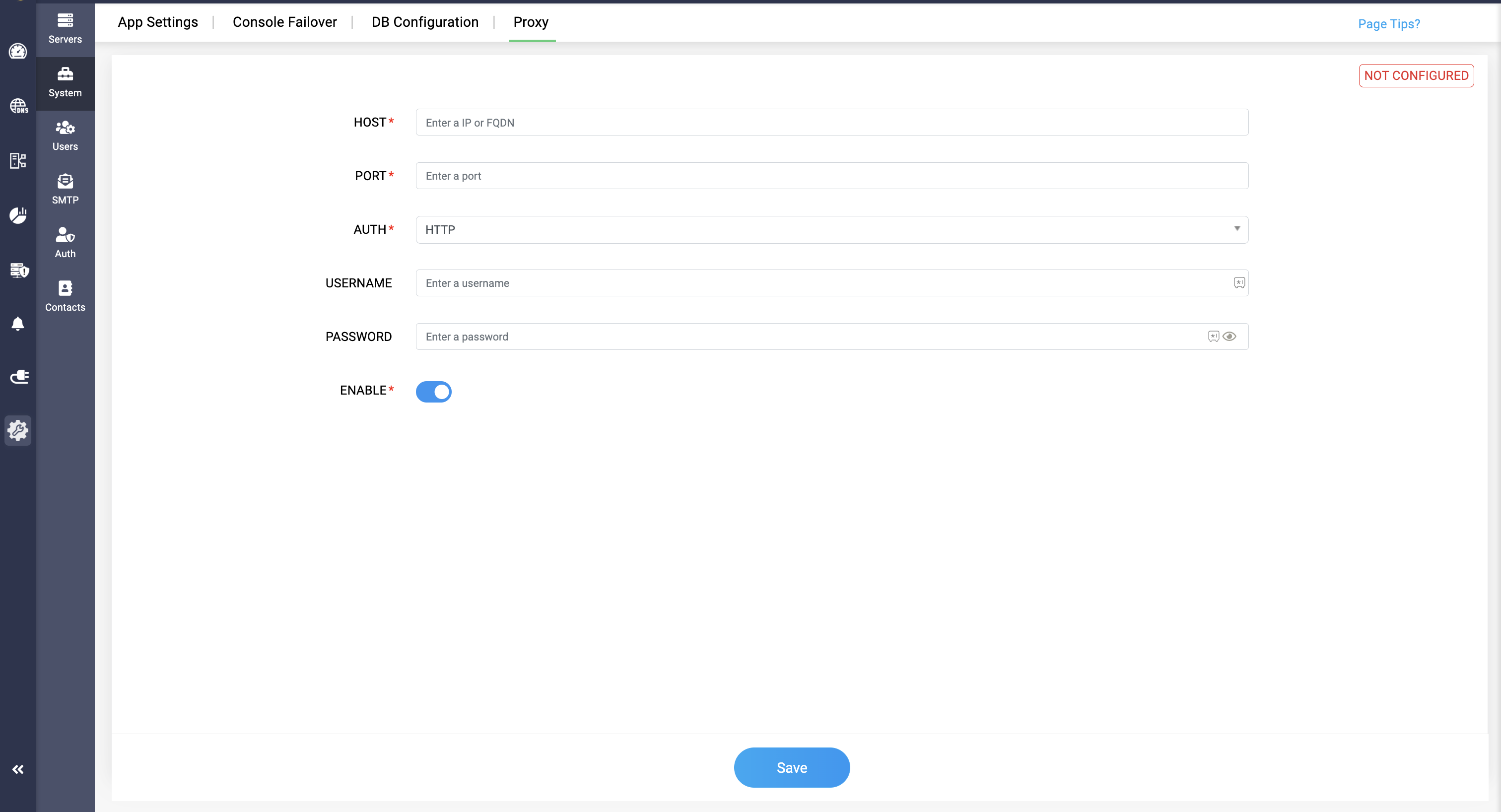 DDI Central Proxy Configuration UI