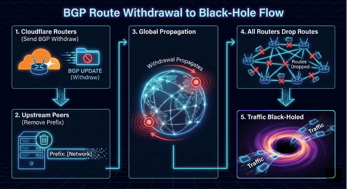 How Cloudflare's BGP announcements disappeared from the internet.