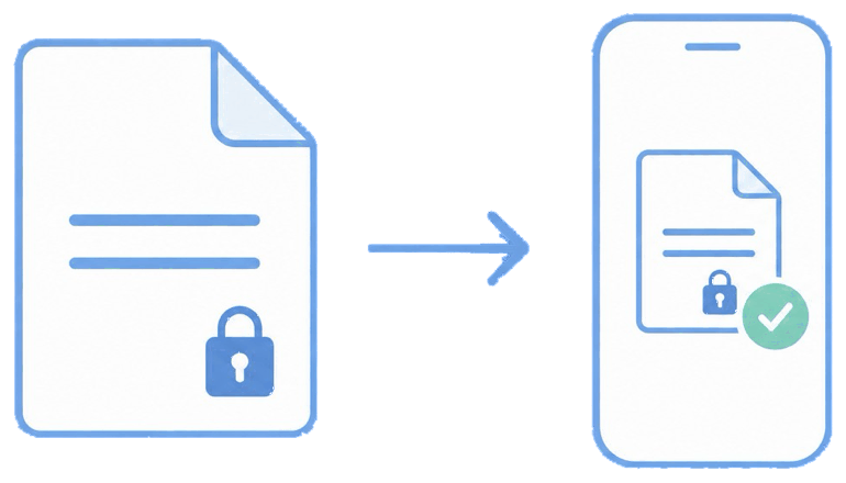 Documents delivered into a managed app on a device