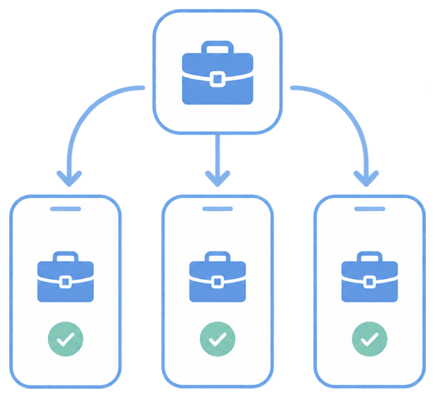 Apps distributed in bulk to a managed device
