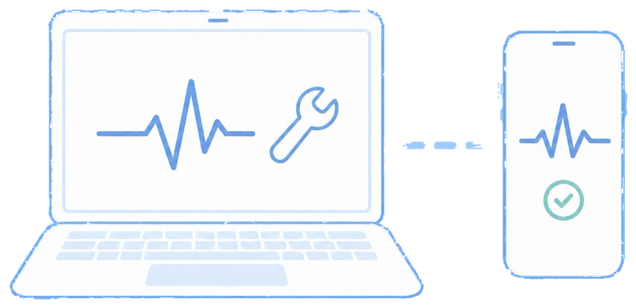 A device viewed and controlled remotely from a support console