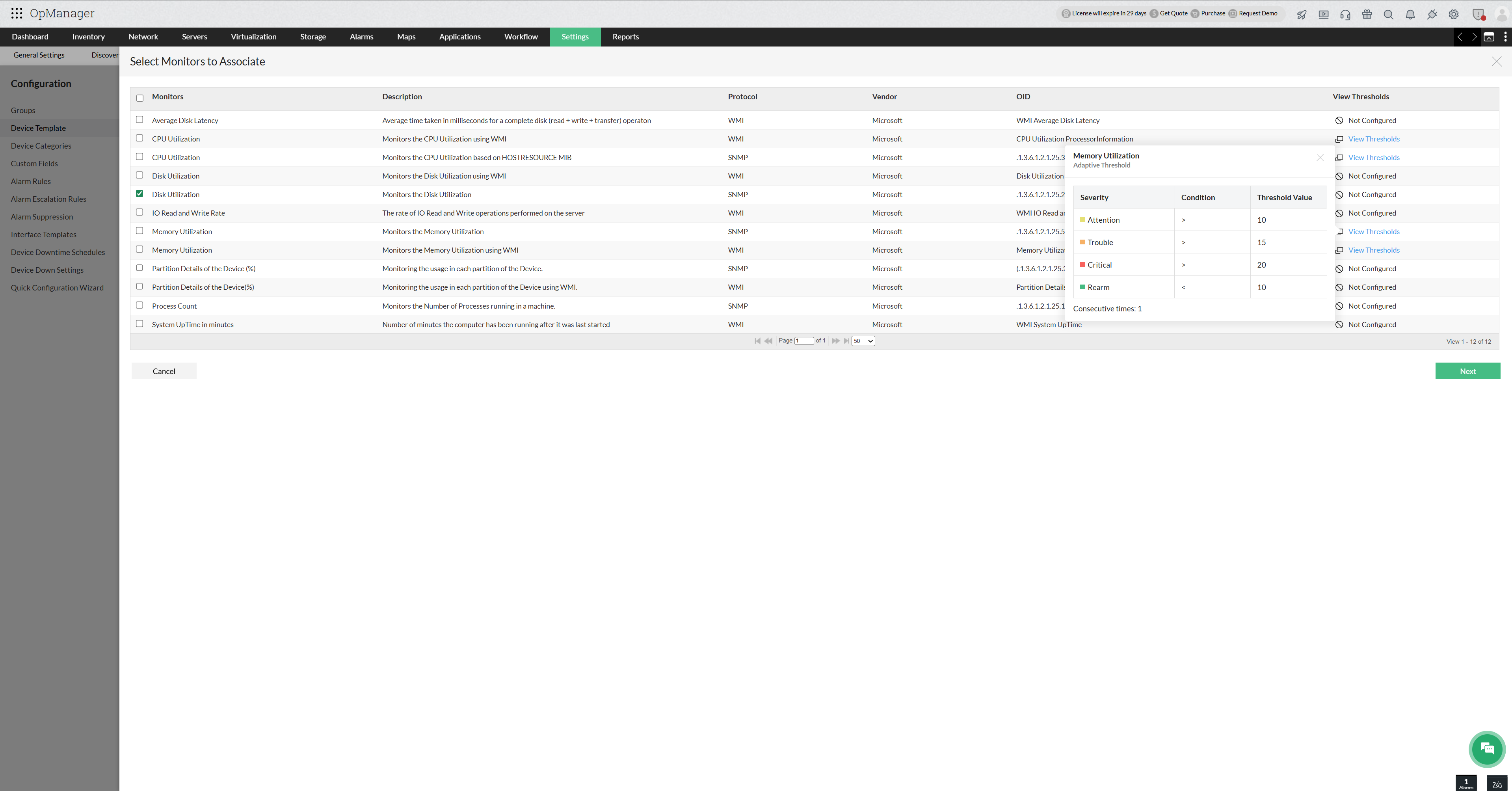 Bulk Template Association | ManageEngine OpManager