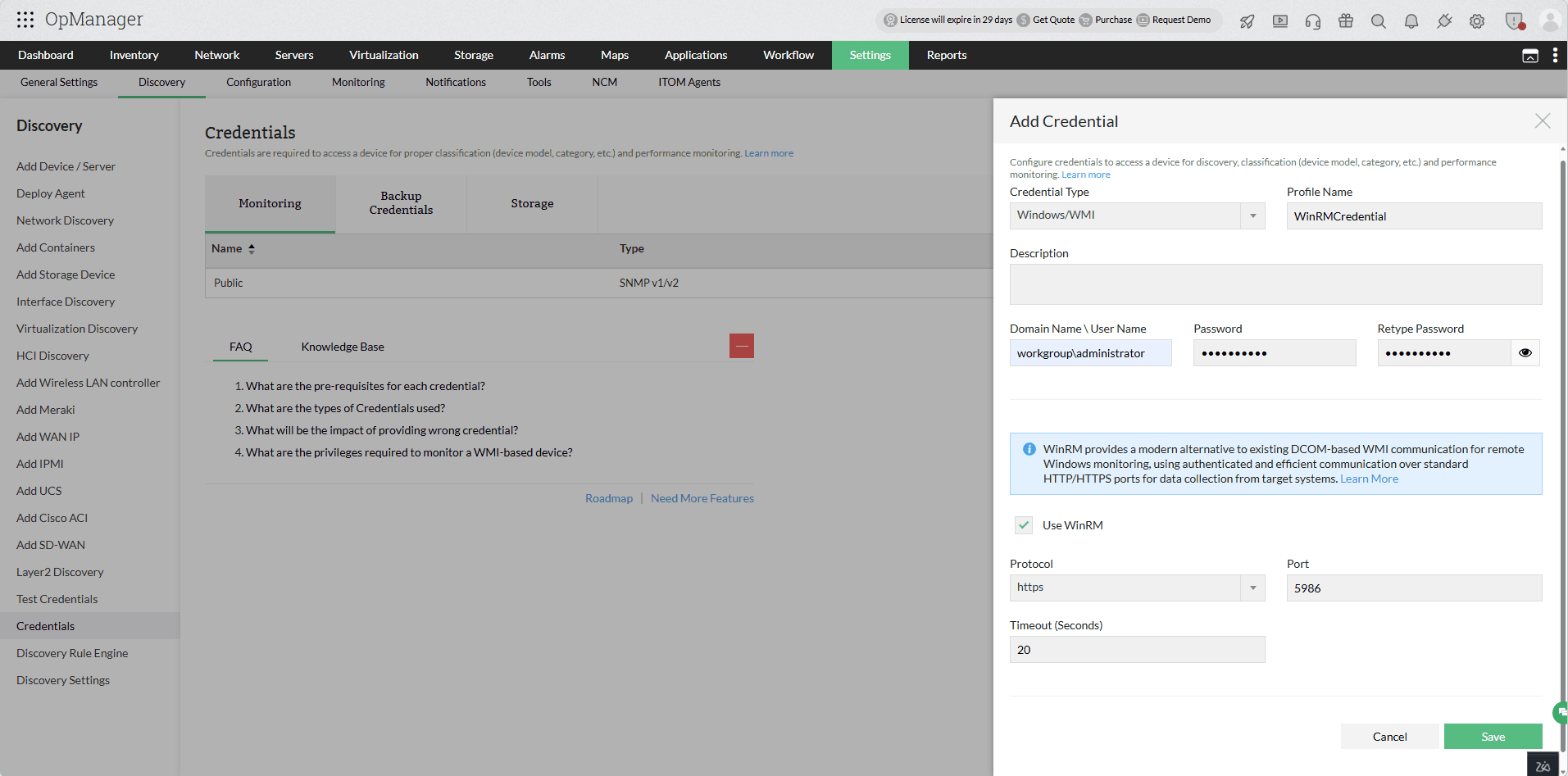 WinRM Configuration | ManageEngine OpManager