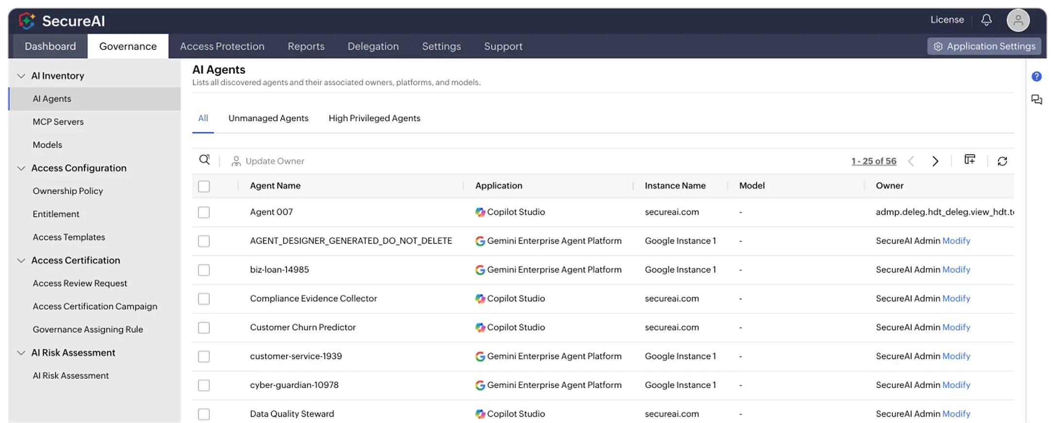 SecureAI dashboard