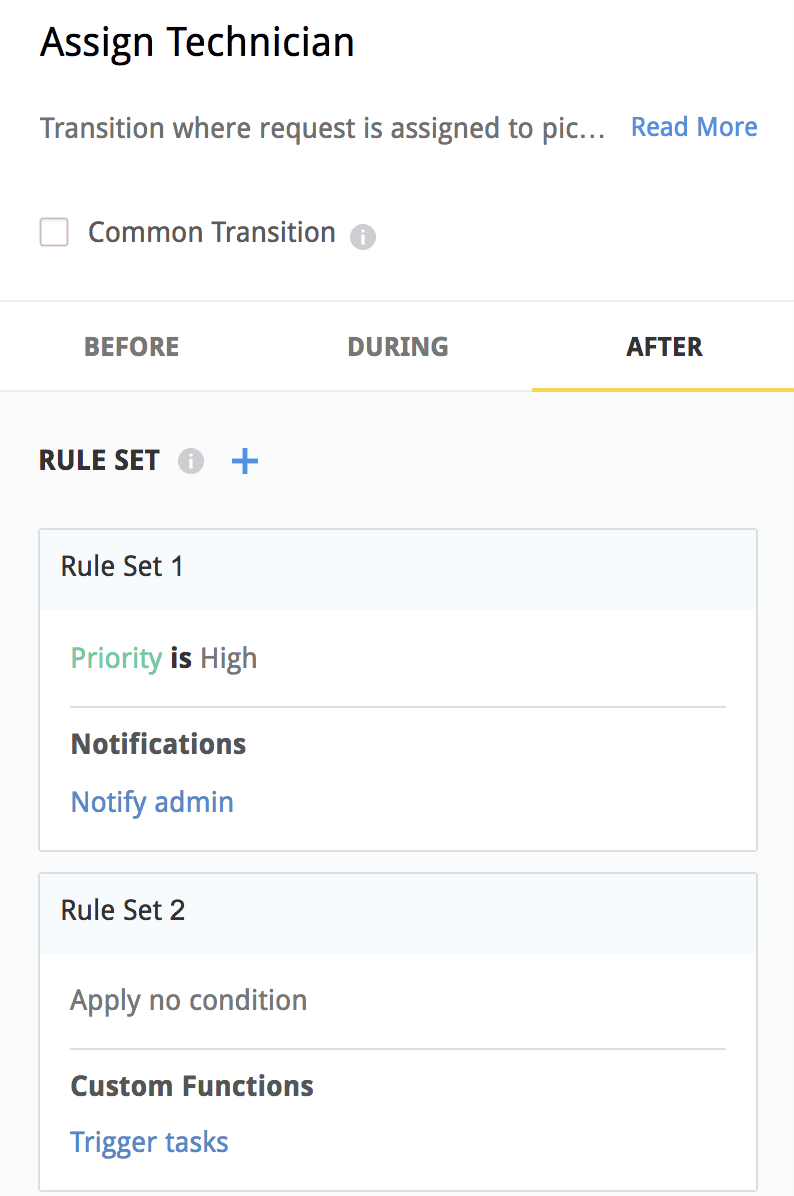 After transition in a service life cycle