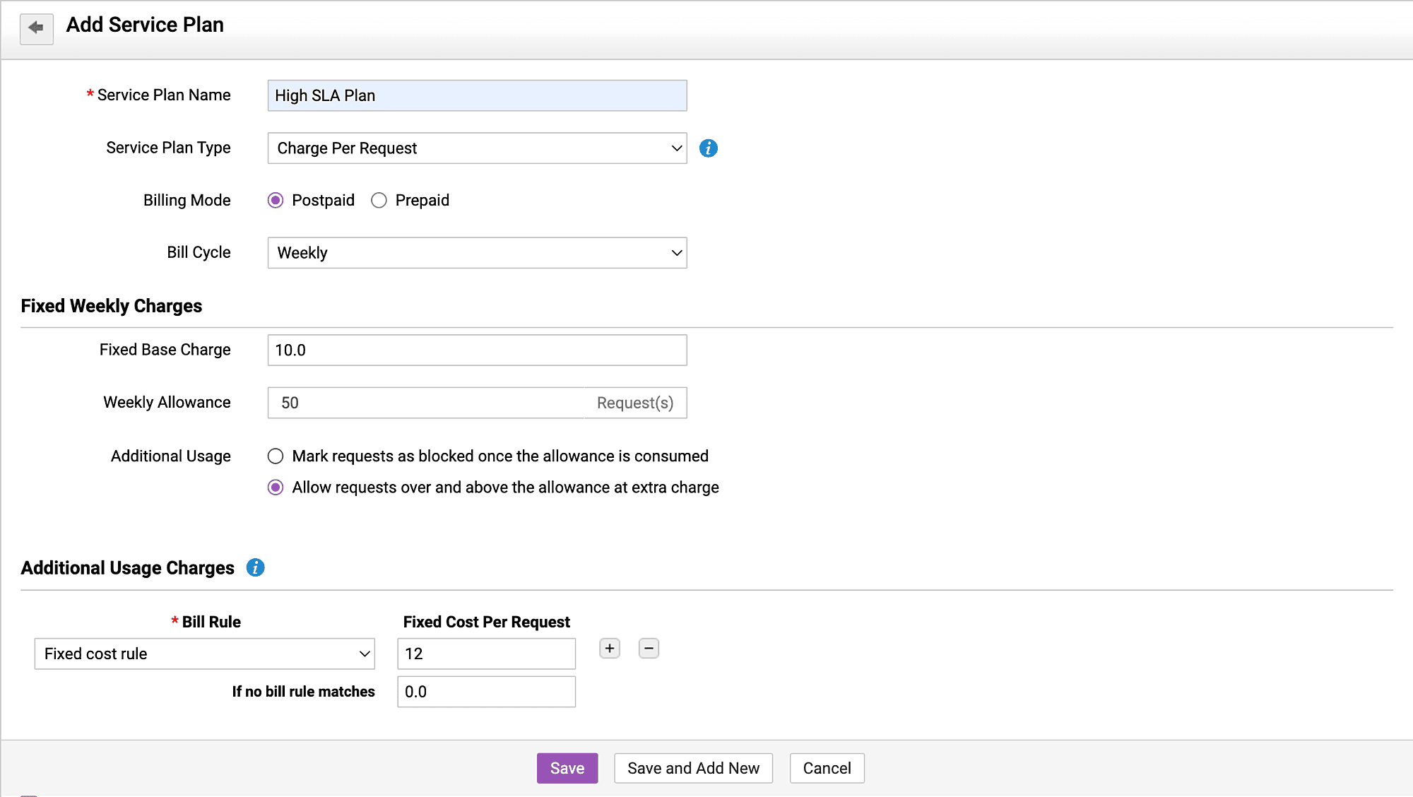 PSA ticketing system with customizable service plans for flexible customer billing