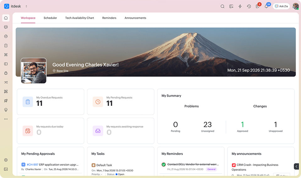 Claude using a Zoho MCP tool to fetch ServiceDesk Plus change records for an incident