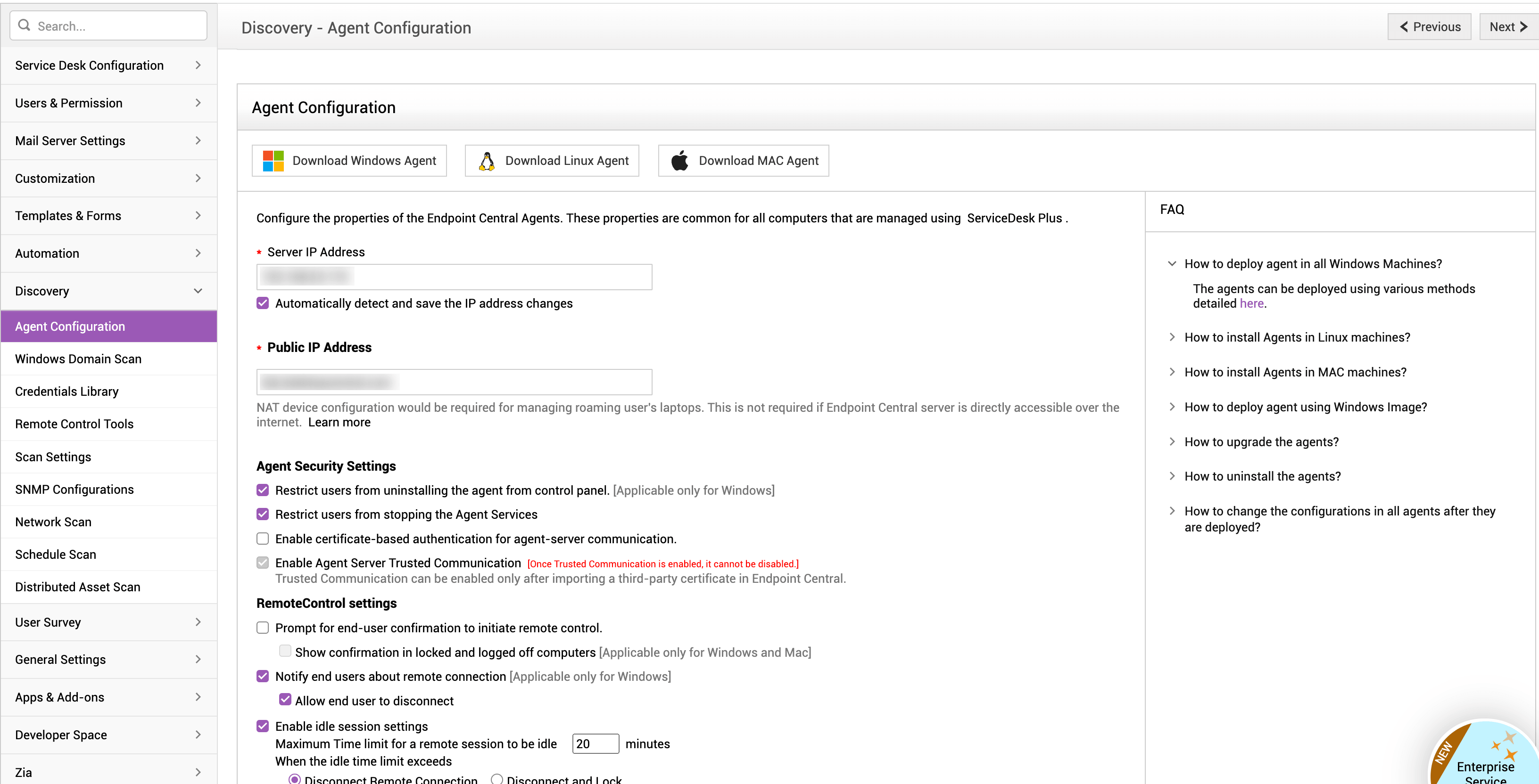 Unified agent configuration in ServiceDesk Plus Unified agent configuration for asset discovery