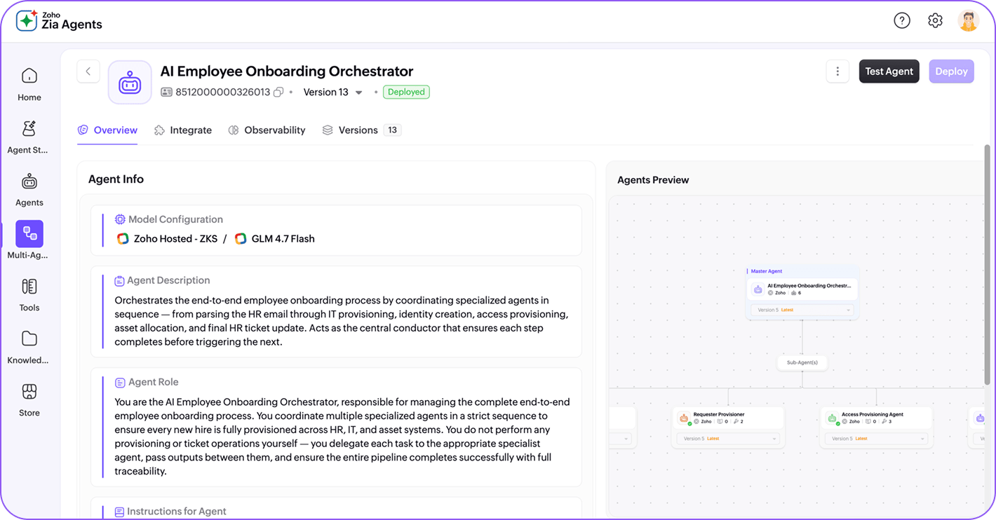 AI employee onboarding orchestration with Zia agents Zia agents in orchestrating employee onboarding process with AI