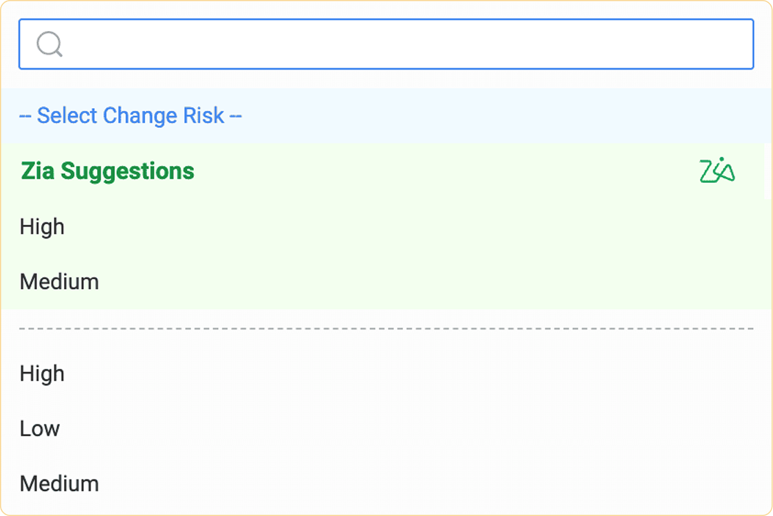 AI-driven change risk prediction powered by Zia