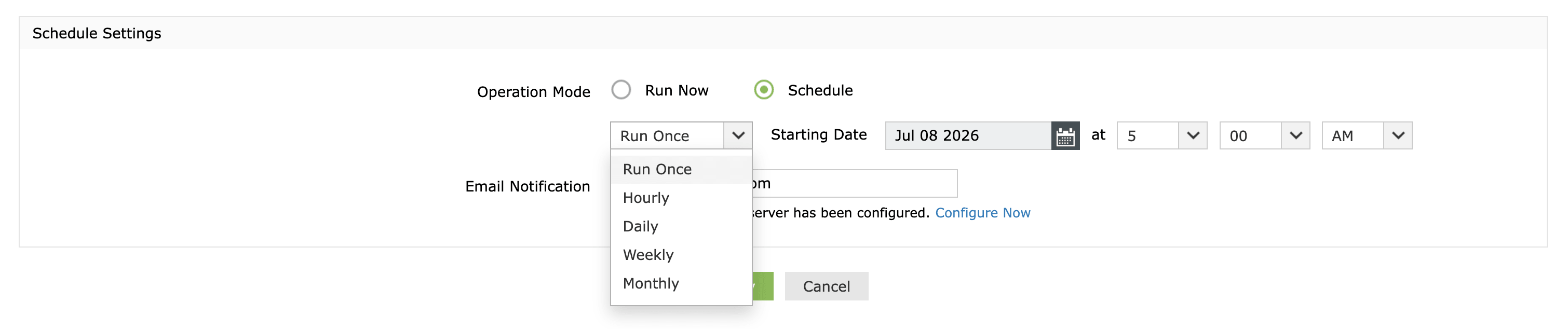 Scheduling a version history cleanup task in SharePoint Manager Plus.