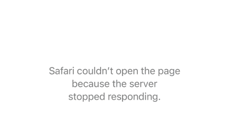 Safari browser error message shown during device enrollment: could not open the page because the server stopped responding