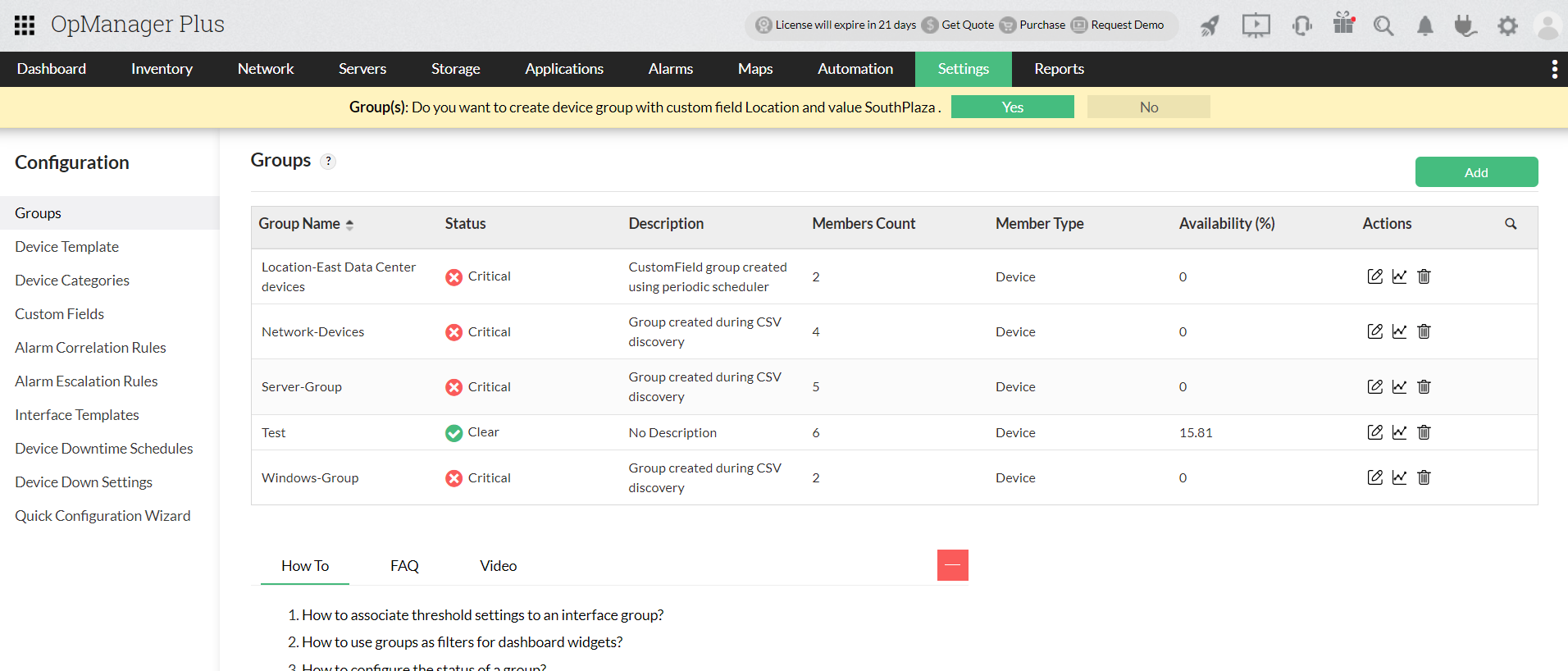 Grouping Network Elements in OpManager: Smart grouping in OpManager