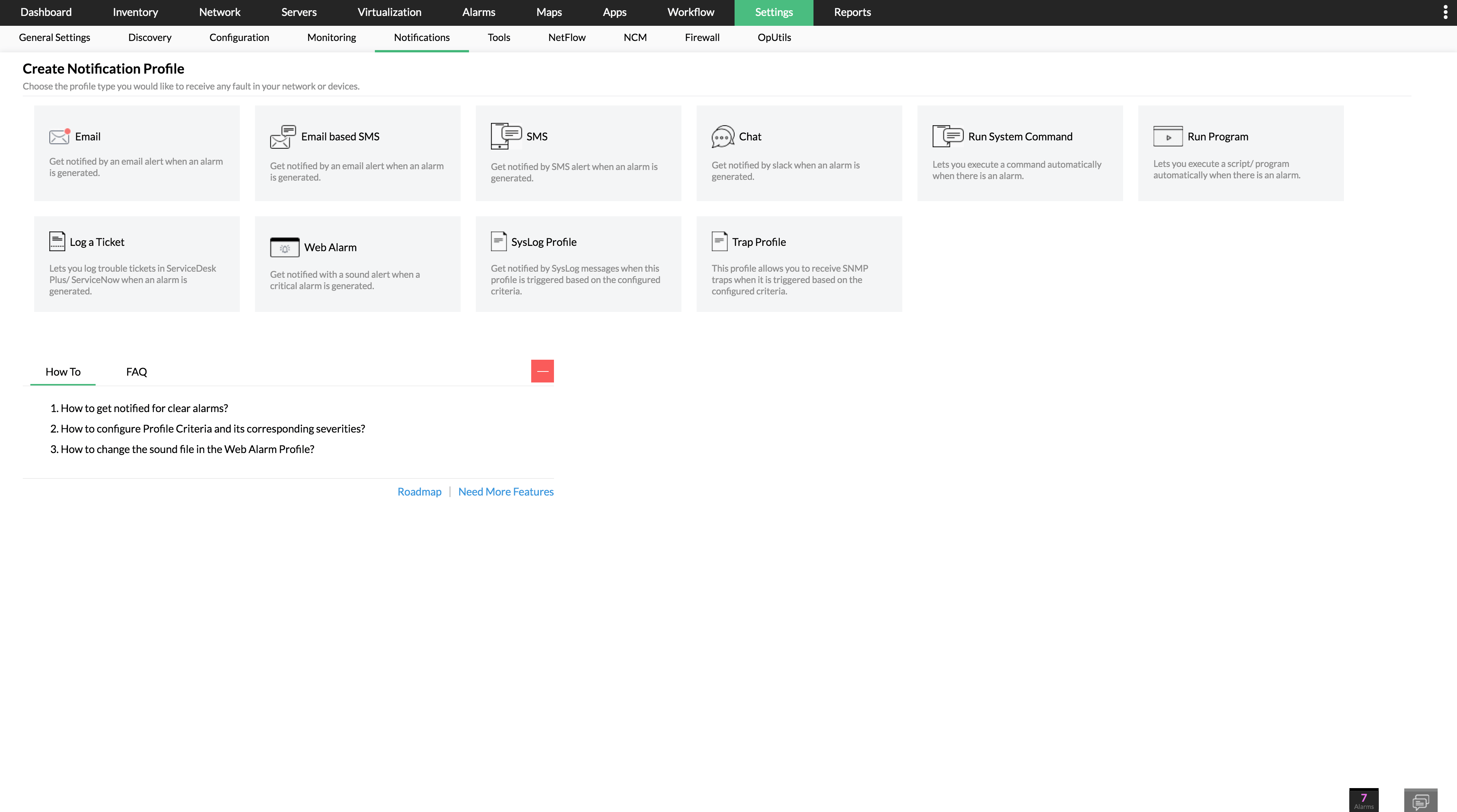 VMware ESX Host Monitoring in OpManager: Notification profiles