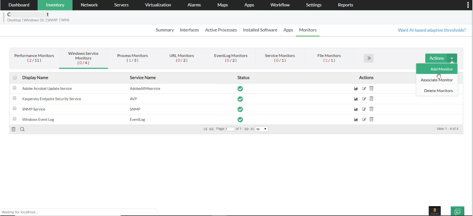 Server Uptime Monitoring in OpManager: Service availability is server availability