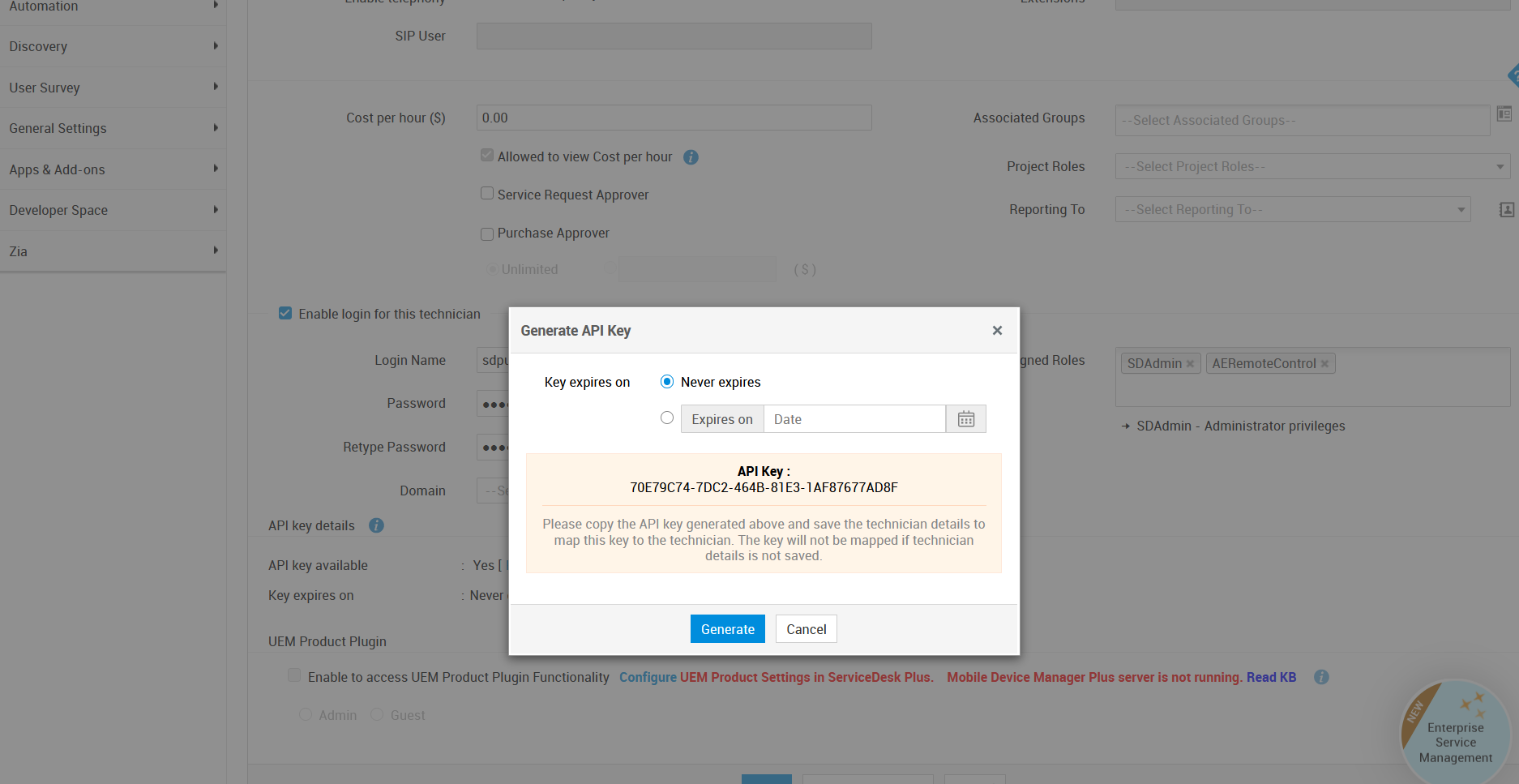 Generate or Regenerate API Key
