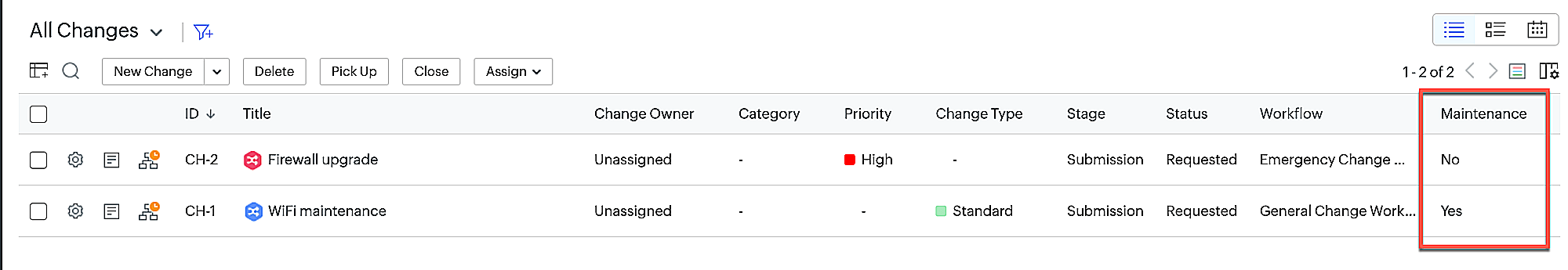 Site filter - List view